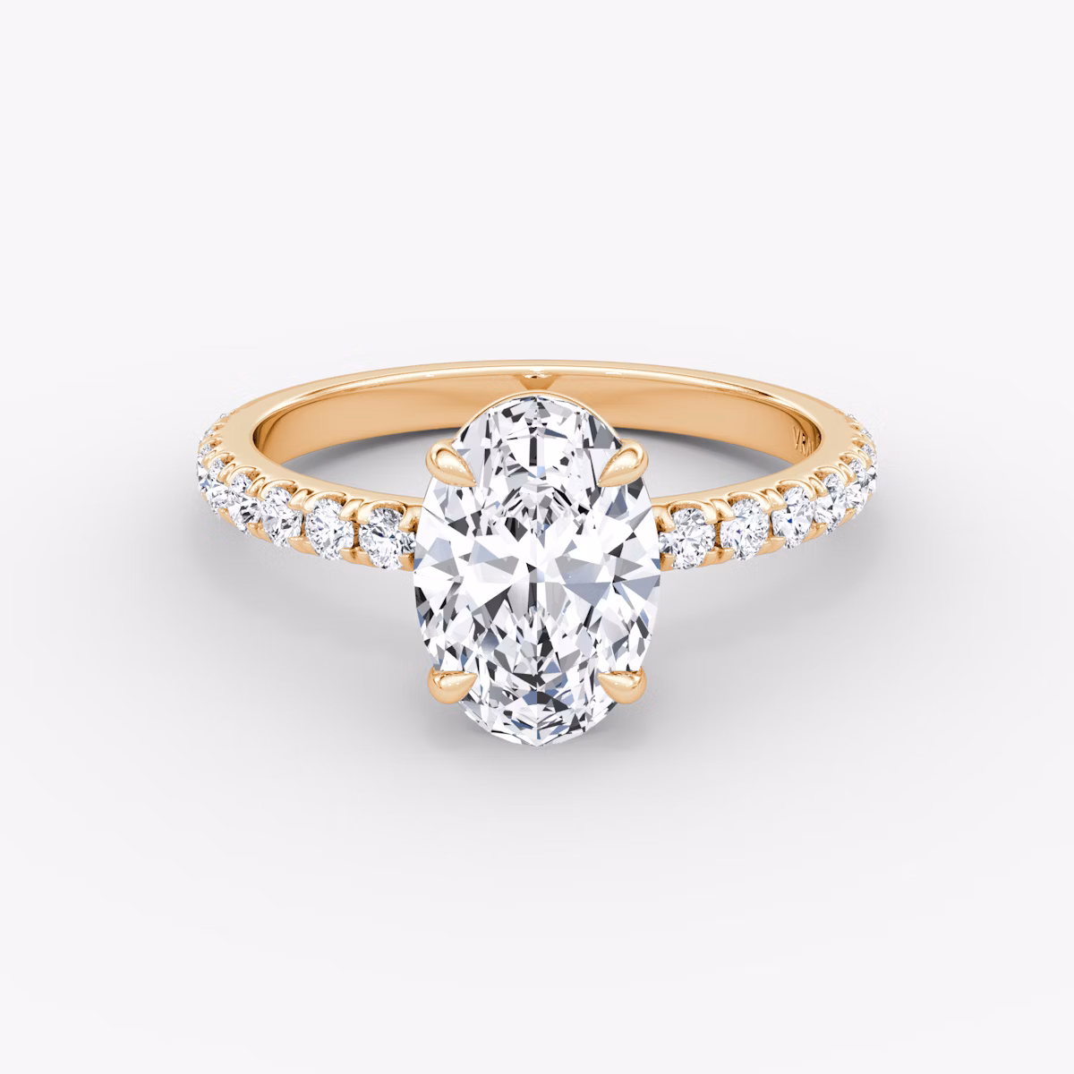 The Signature | Oval | 14k | Rose Gold | bandAccent: Pavé | bandWidth: large | hiddenHalo: no | diamondOrientation: vertical | caratWeight: other