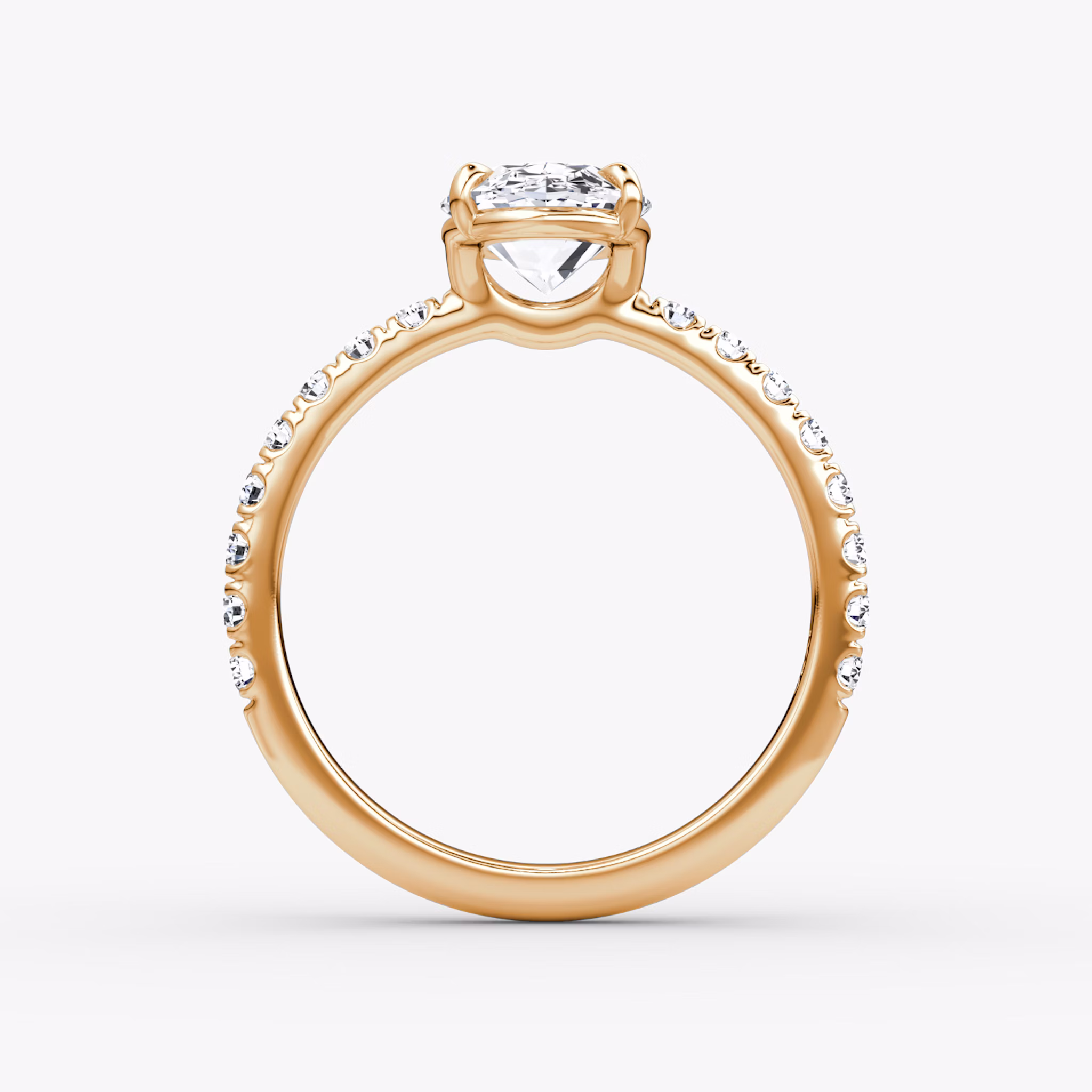 The Signature | Oval | 14k | Rose Gold | bandAccent: Pavé | bandWidth: large | hiddenHalo: no | diamondOrientation: vertical | caratWeight: other