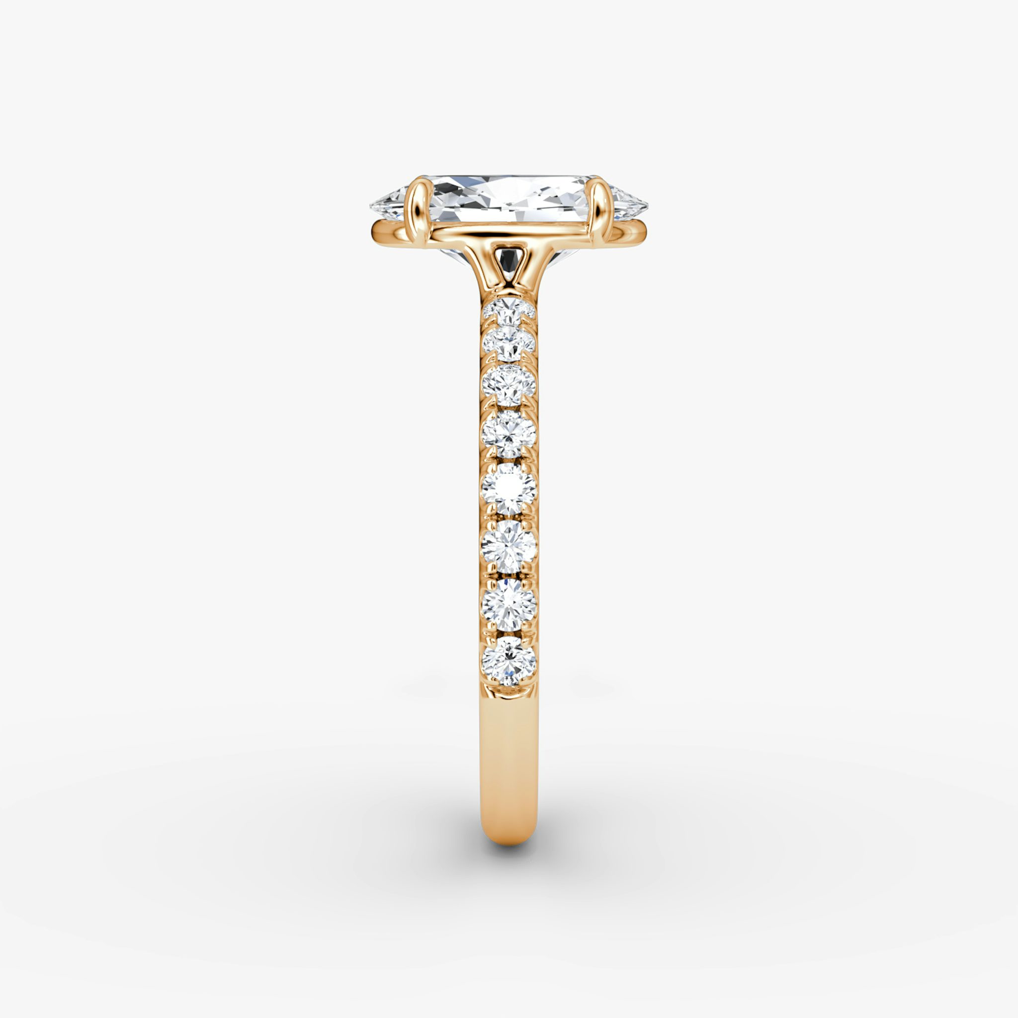 The Signature | Oval | 14k | Rose Gold | bandAccent: Pavé | bandWidth: large | hiddenHalo: no | diamondOrientation: vertical | caratWeight: other