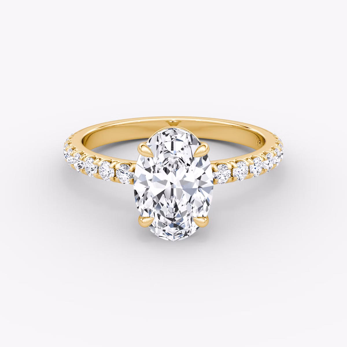 The Signature | Oval | 18k | Yellow Gold | bandAccent: Pavé | bandWidth: large | hiddenHalo: no | diamondOrientation: vertical | caratWeight: other