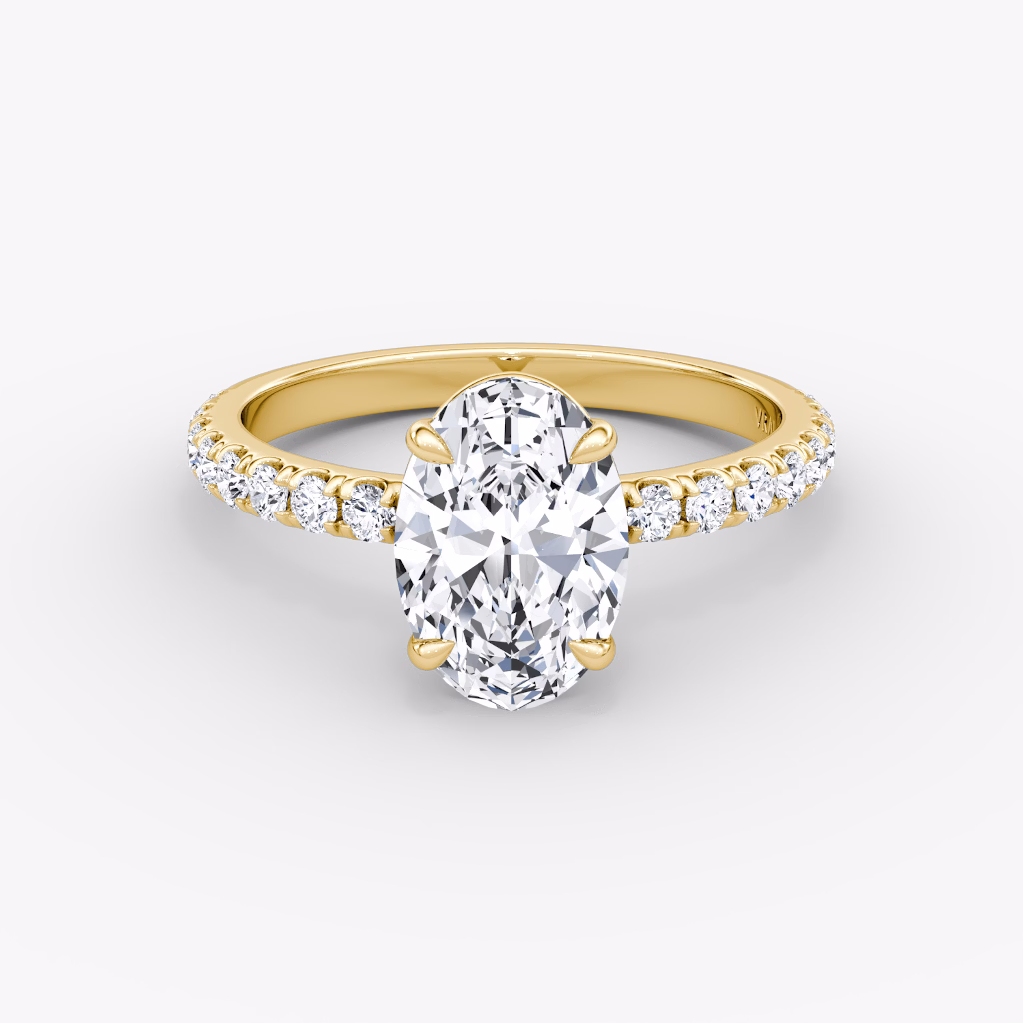The Signature | Oval | 18k | Yellow Gold | bandAccent: Pavé | bandWidth: large | hiddenHalo: no | diamondOrientation: vertical | caratWeight: other