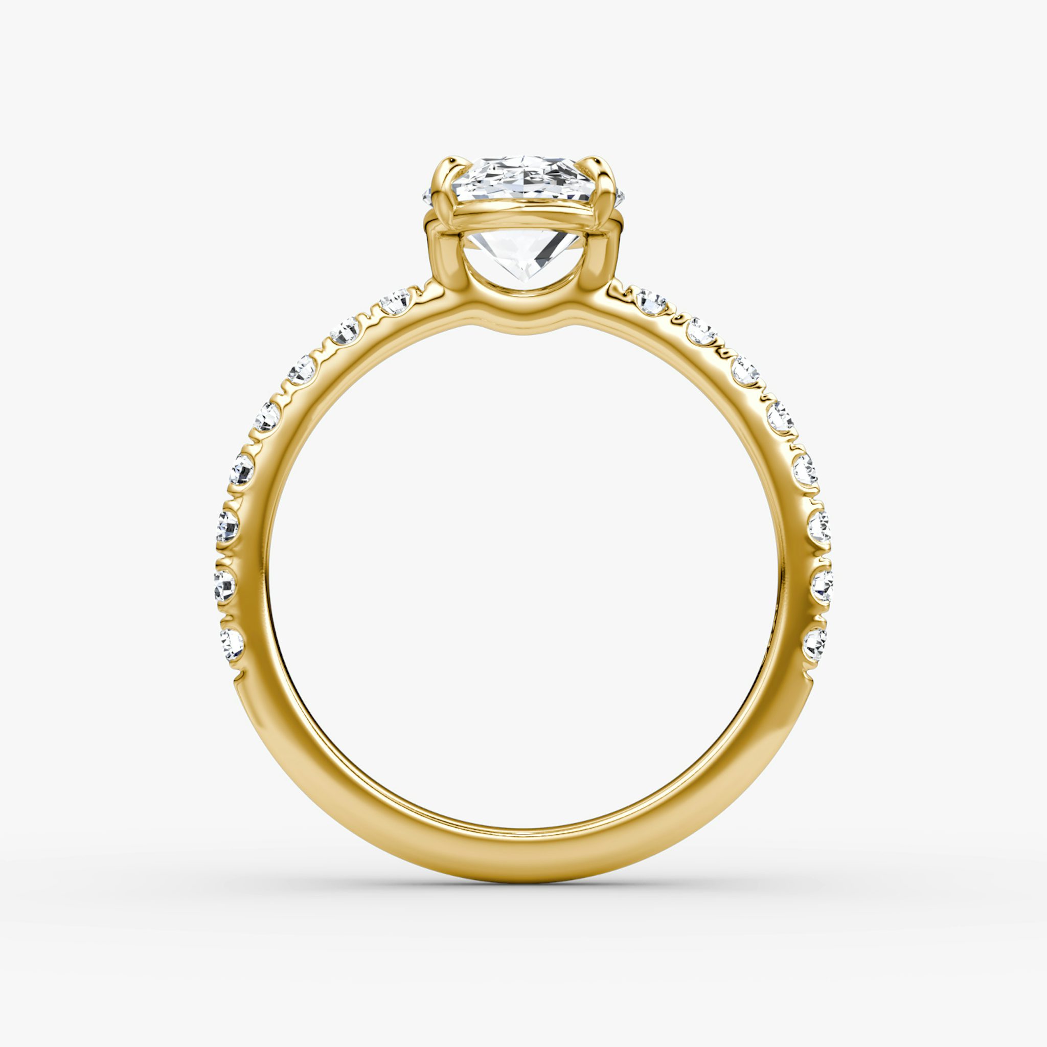 The Signature | Oval | 18k | Yellow Gold | bandAccent: Pavé | bandWidth: large | hiddenHalo: no | diamondOrientation: vertical | caratWeight: other