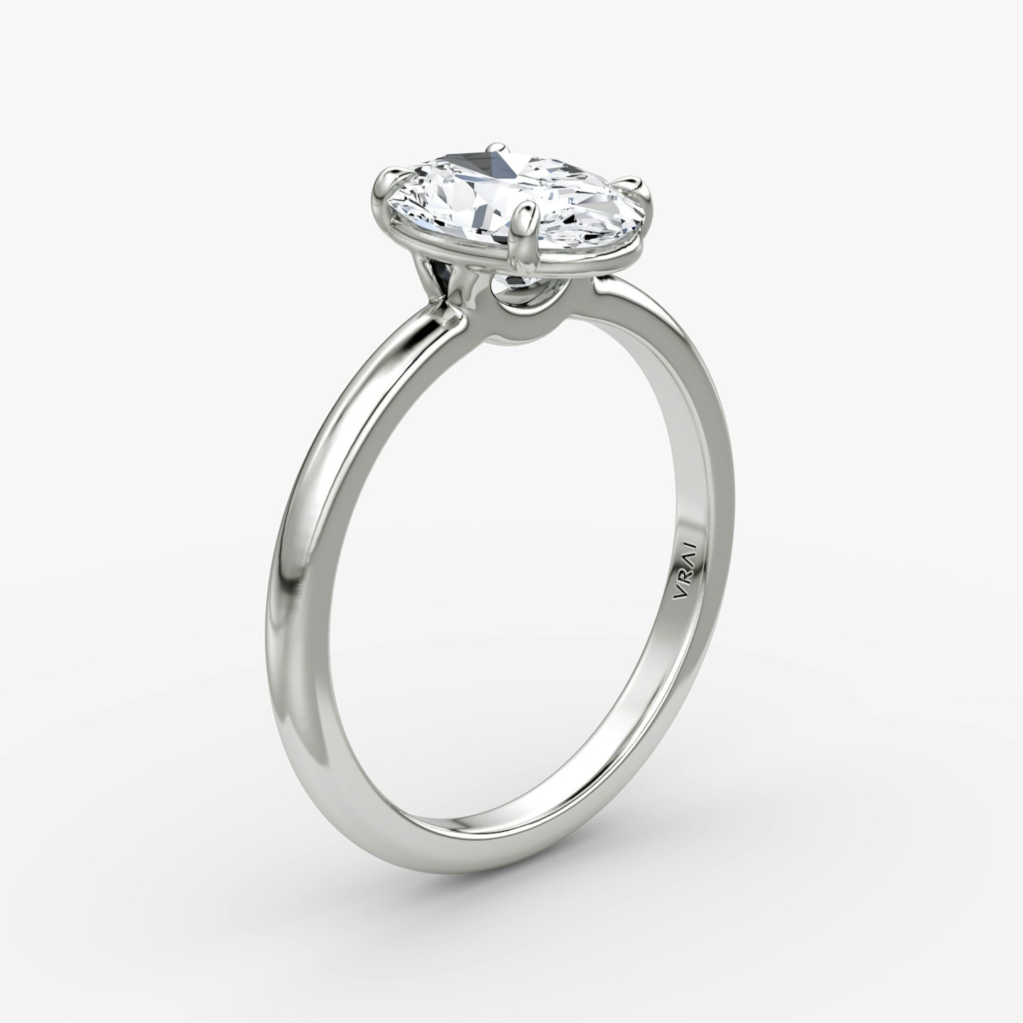 The Signature | Oval | 18k | White Gold | bandAccent: Plain | bandWidth: large | hiddenHalo: no | diamondOrientation: vertical | caratWeight: other