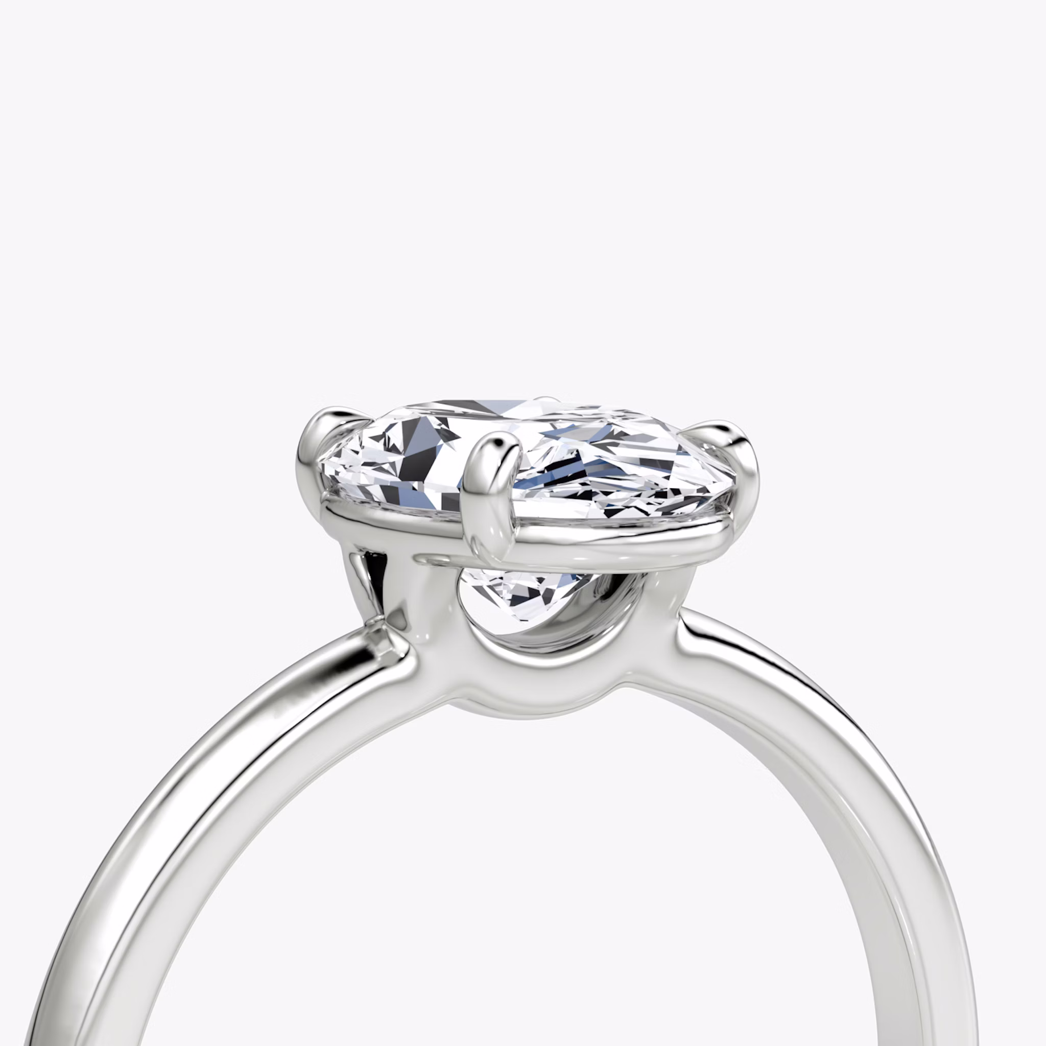 The Signature | Oval | 18k | White Gold | bandAccent: Plain | bandWidth: large | hiddenHalo: no | diamondOrientation: vertical | caratWeight: other
