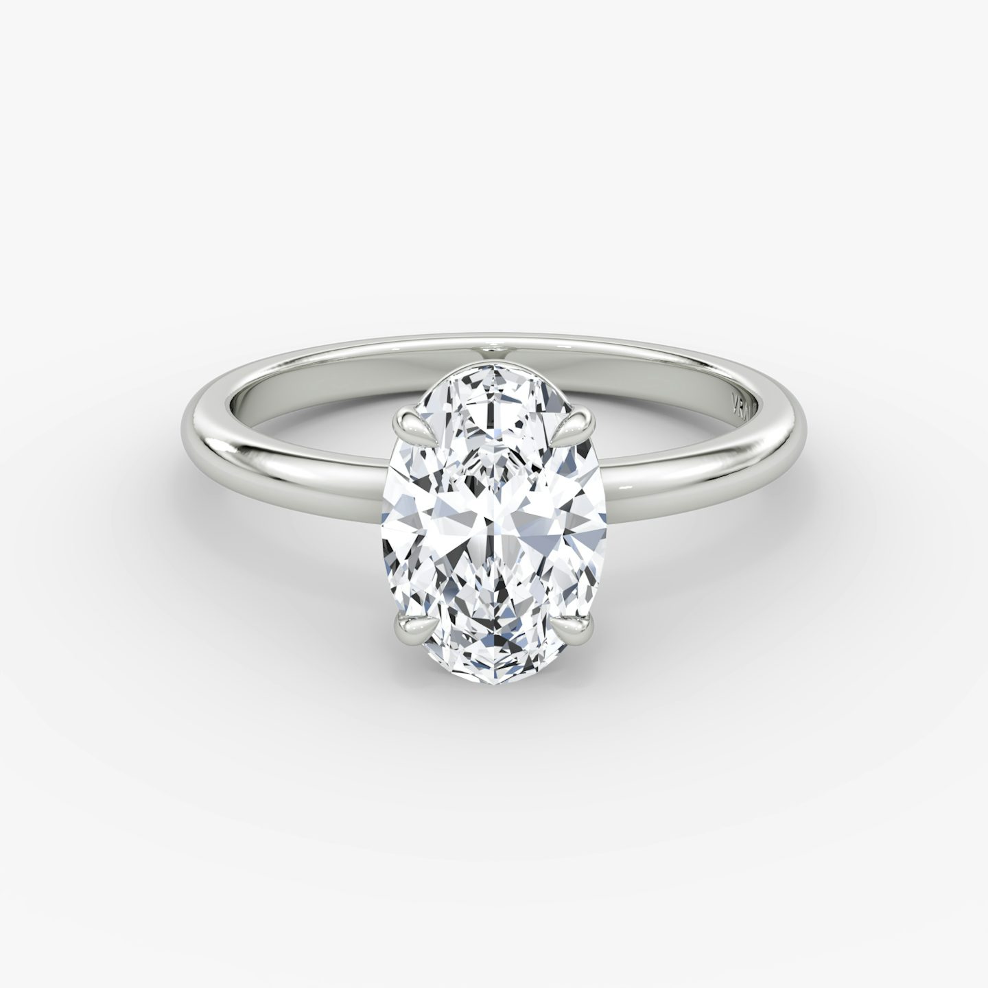 The Signature | Oval | 18k | White Gold | bandAccent: Plain | bandWidth: large | hiddenHalo: no | diamondOrientation: vertical | caratWeight: other