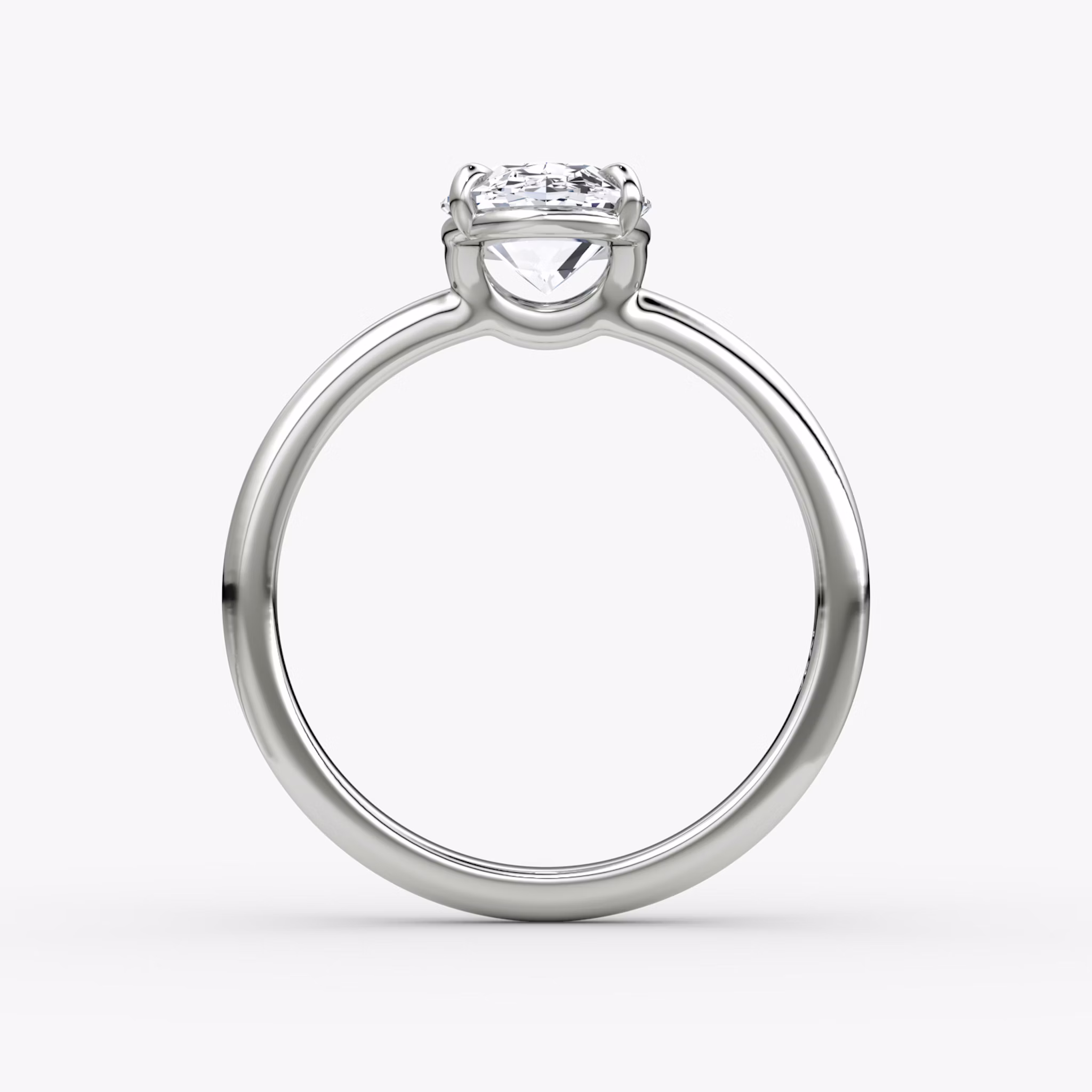 The Signature | Oval | 18k | White Gold | bandAccent: Plain | bandWidth: large | hiddenHalo: no | diamondOrientation: vertical | caratWeight: other
