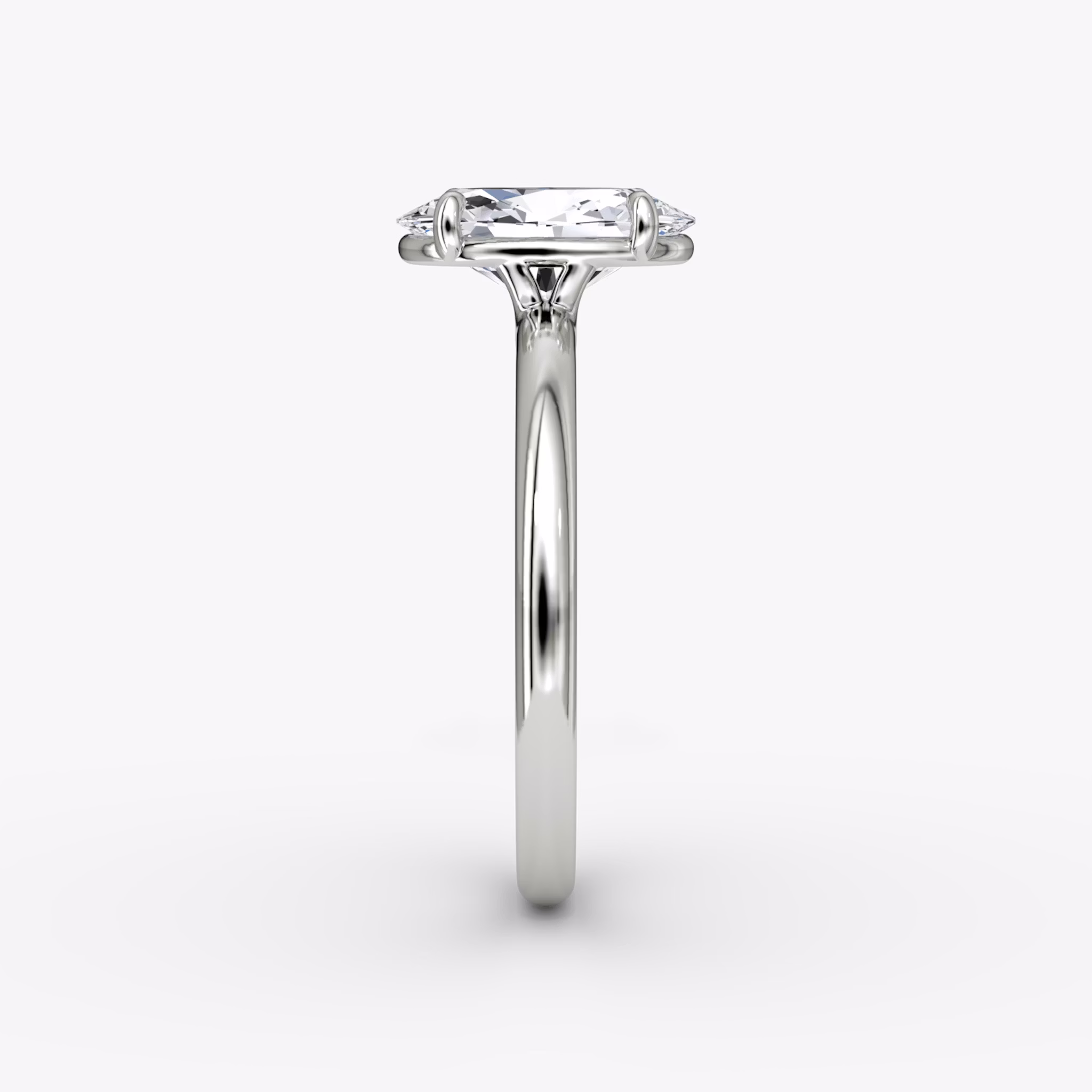 The Signature | Oval | 18k | White Gold | bandAccent: Plain | bandWidth: large | hiddenHalo: no | diamondOrientation: vertical | caratWeight: other