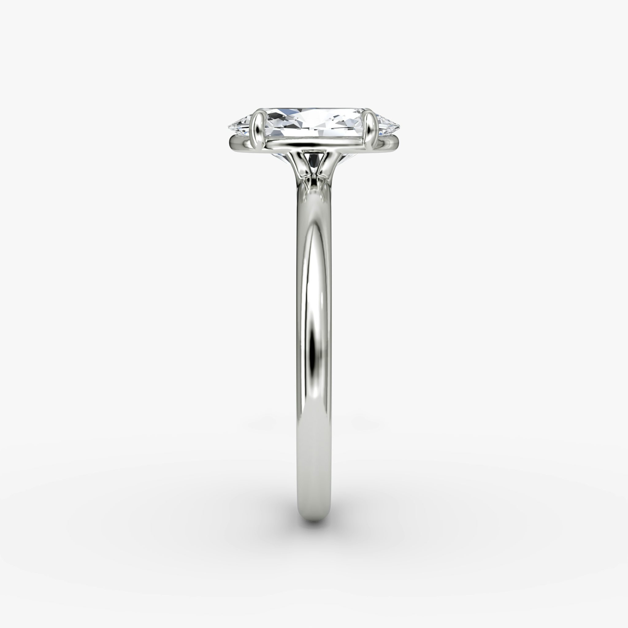 The Signature | Oval | 18k | White Gold | bandAccent: Plain | bandWidth: large | hiddenHalo: no | diamondOrientation: vertical | caratWeight: other