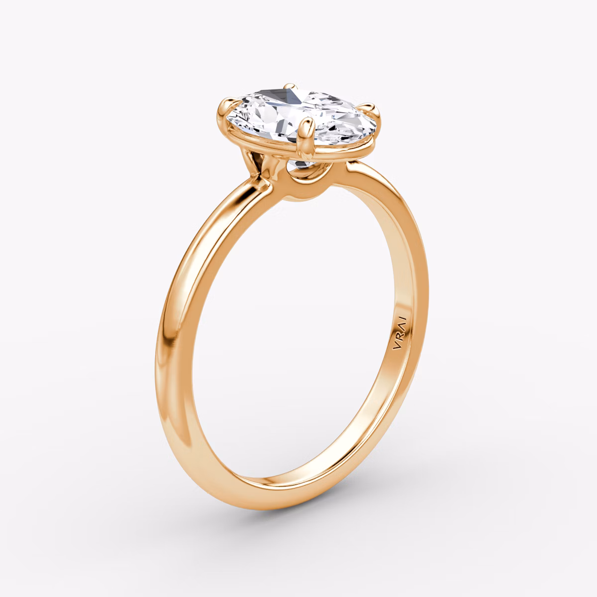 Signature | Oval | 14k | Roségold | bandAccent: Ohne Pavé-Besatz | bandWidth: large | hiddenHalo: no | diamondOrientation: vertical | caratWeight: other