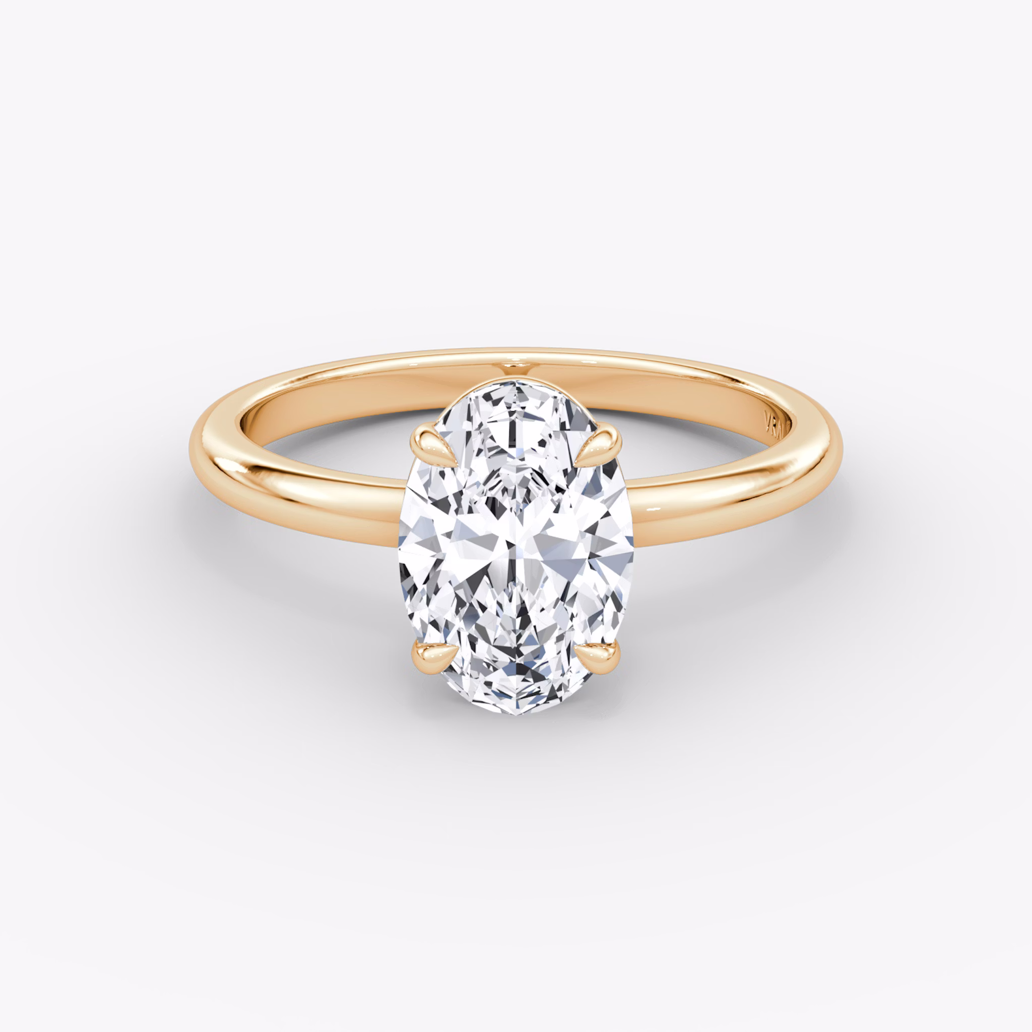 Anillo de compromiso Signature | Oval | 14k | Oro rosa | bandAccent: Simple | bandWidth: large | hiddenHalo: no | diamondOrientation: vertical | caratWeight: other