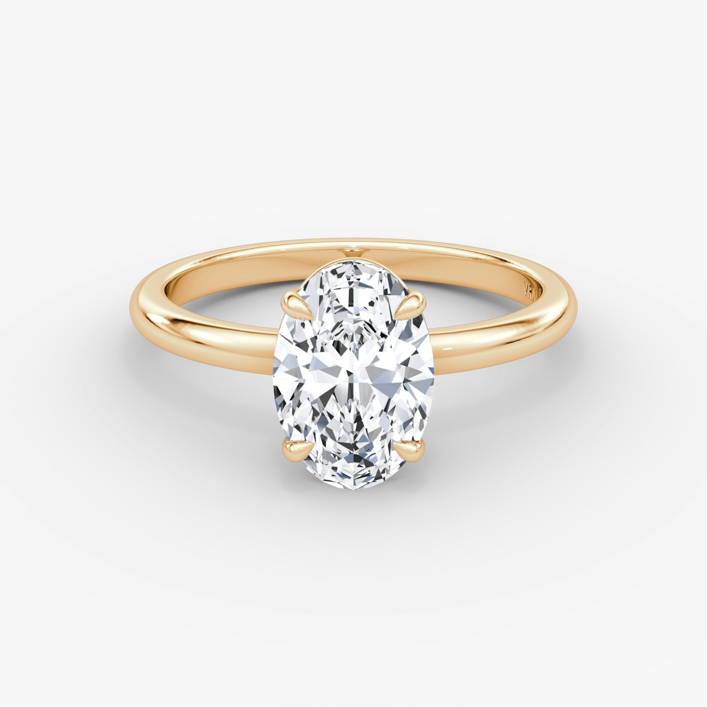 The Signature | Oval | 14k | Rose Gold | bandAccent: Plain | bandWidth: large | hiddenHalo: no | diamondOrientation: vertical | caratWeight: other