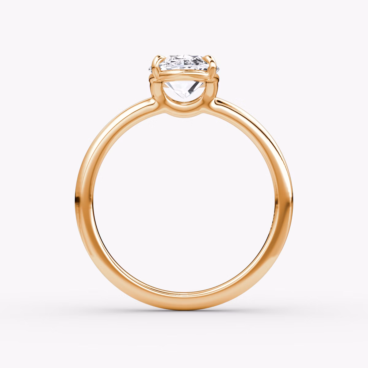 Signature | Oval | 14k | Roségold | bandAccent: Ohne Pavé-Besatz | bandWidth: large | hiddenHalo: no | diamondOrientation: vertical | caratWeight: other