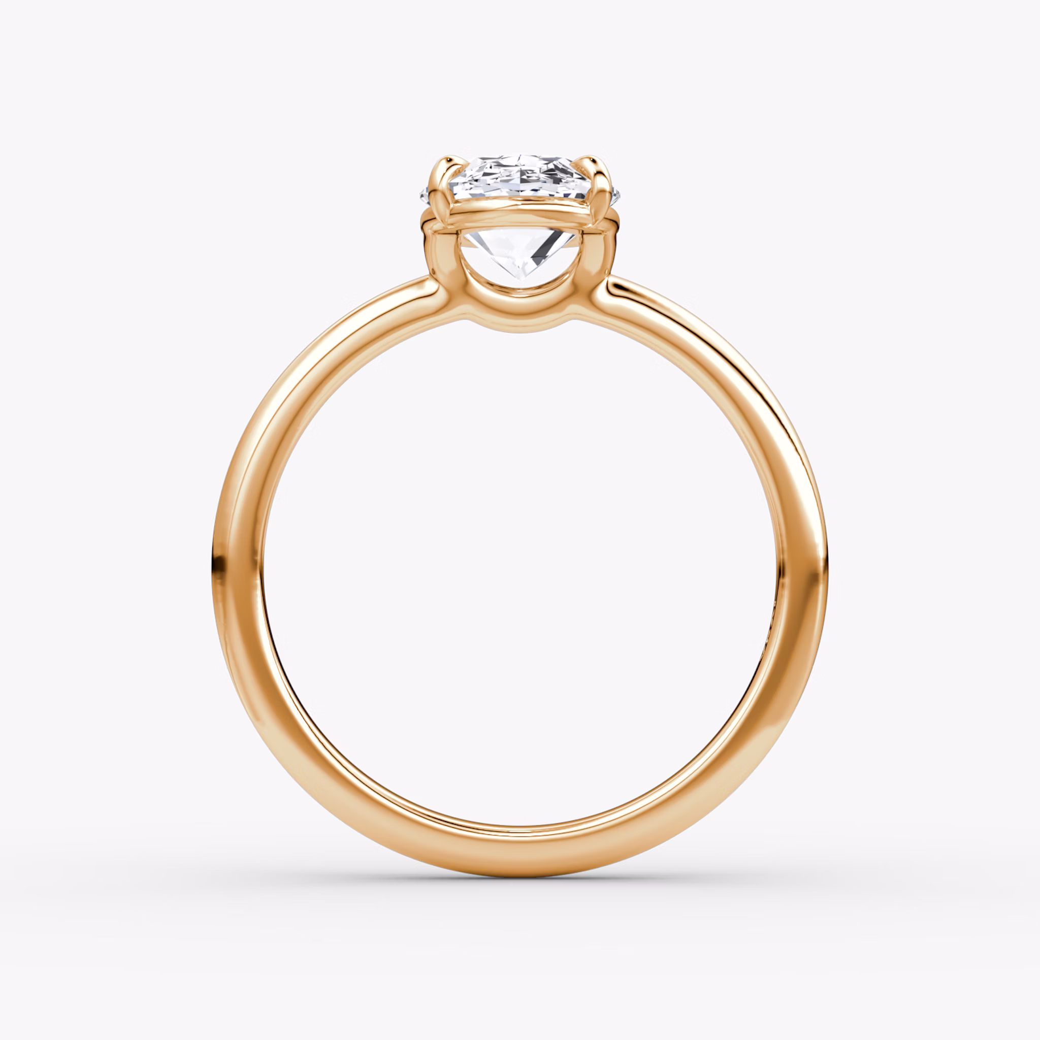 Anillo de compromiso Signature | Oval | 14k | Oro rosa | bandAccent: Simple | bandWidth: large | hiddenHalo: no | diamondOrientation: vertical | caratWeight: other