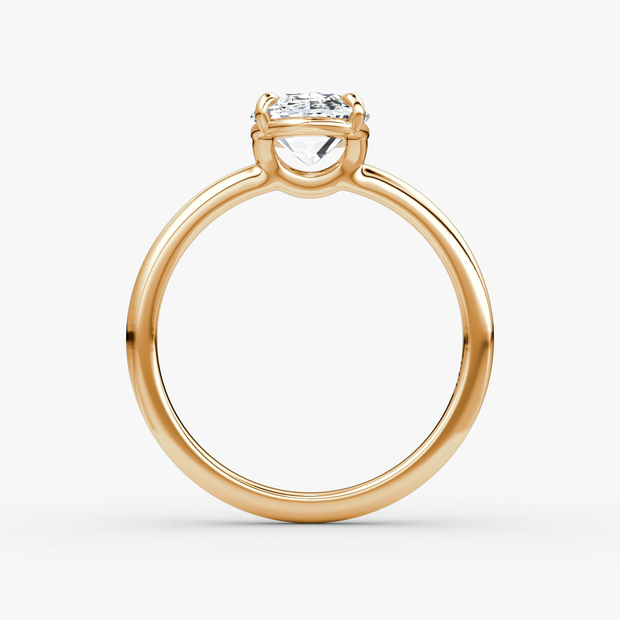 Anillo de compromiso Signature | Oval | 14k | Oro rosa | bandAccent: Simple | bandWidth: large | hiddenHalo: no | diamondOrientation: vertical | caratWeight: other