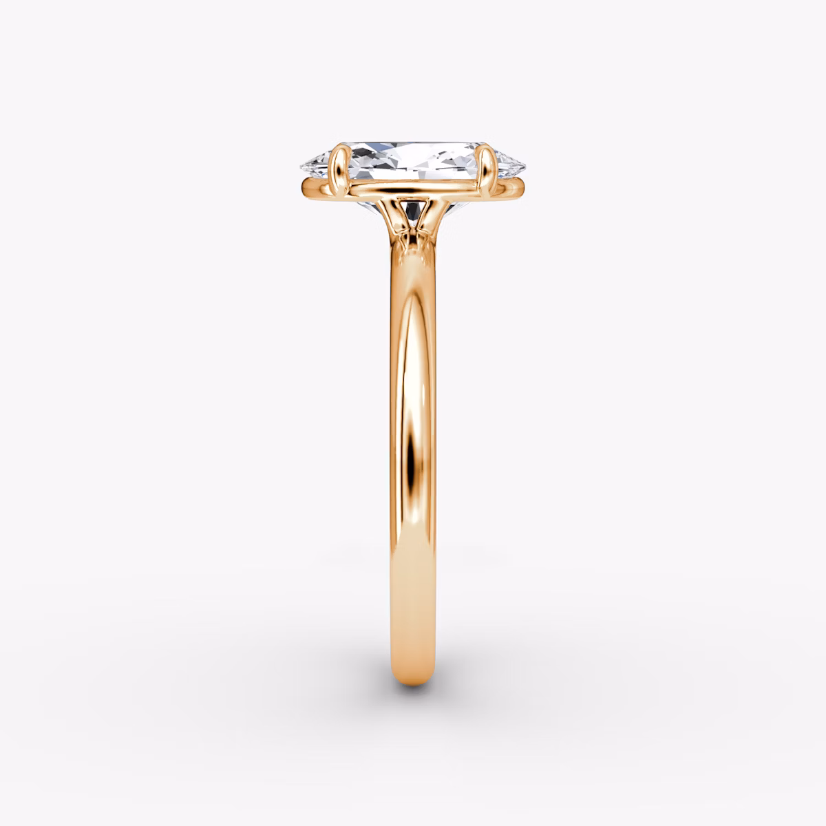 Signature | Oval | 14k | Roségold | bandAccent: Ohne Pavé-Besatz | bandWidth: large | hiddenHalo: no | diamondOrientation: vertical | caratWeight: other