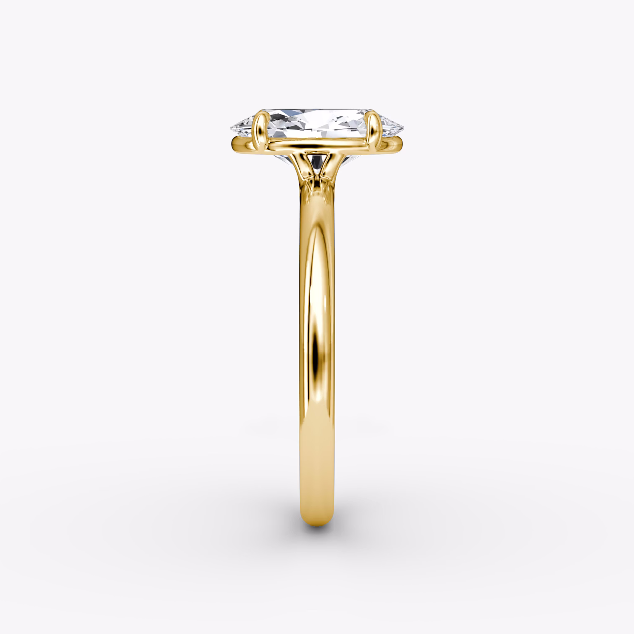 The Signature | Oval | 18k | Yellow Gold | bandAccent: Plain | bandWidth: large | hiddenHalo: no | diamondOrientation: vertical | caratWeight: other