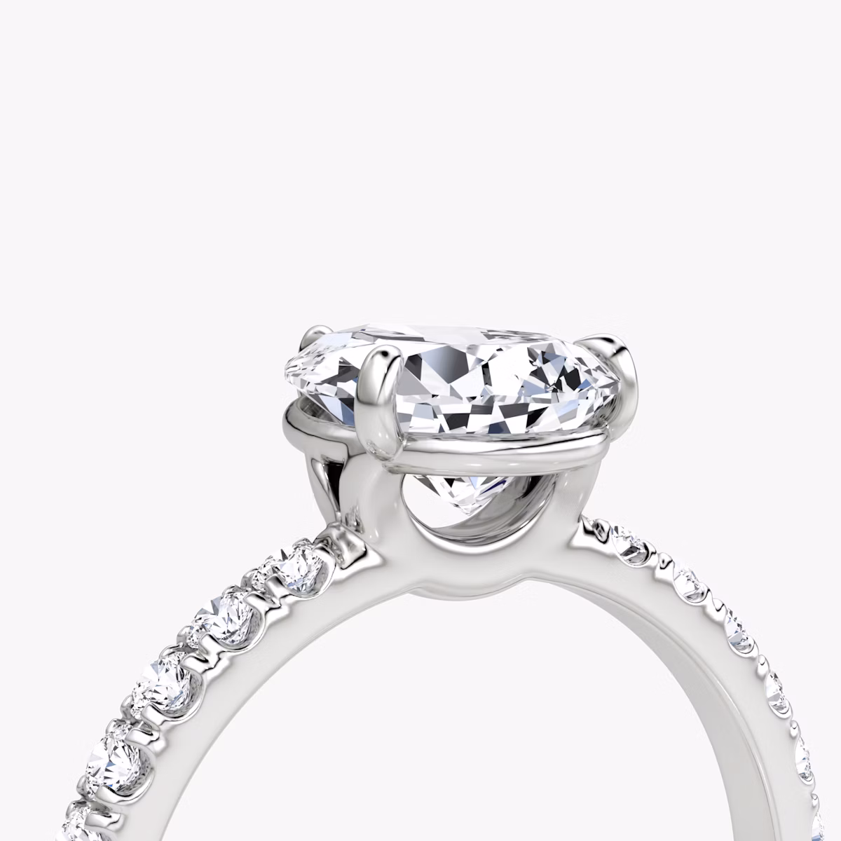 The Signature | Pear | 18k | White Gold | bandAccent: Pavé | bandWidth: large | hiddenHalo: no | diamondOrientation: vertical | caratWeight: other