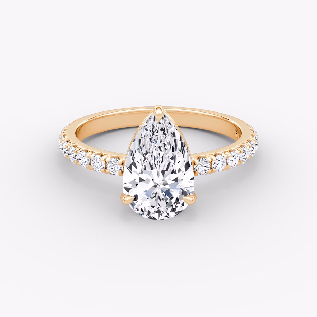 The Signature | Pear | 14k | Rose Gold | bandAccent: Pavé | bandWidth: large | hiddenHalo: no | diamondOrientation: vertical | caratWeight: other