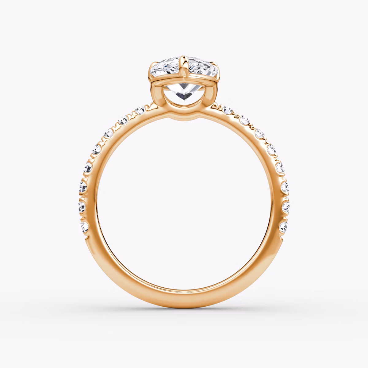 The Signature | Pear | 14k | Rose Gold | bandAccent: Pavé | bandWidth: large | hiddenHalo: no | diamondOrientation: vertical | caratWeight: other