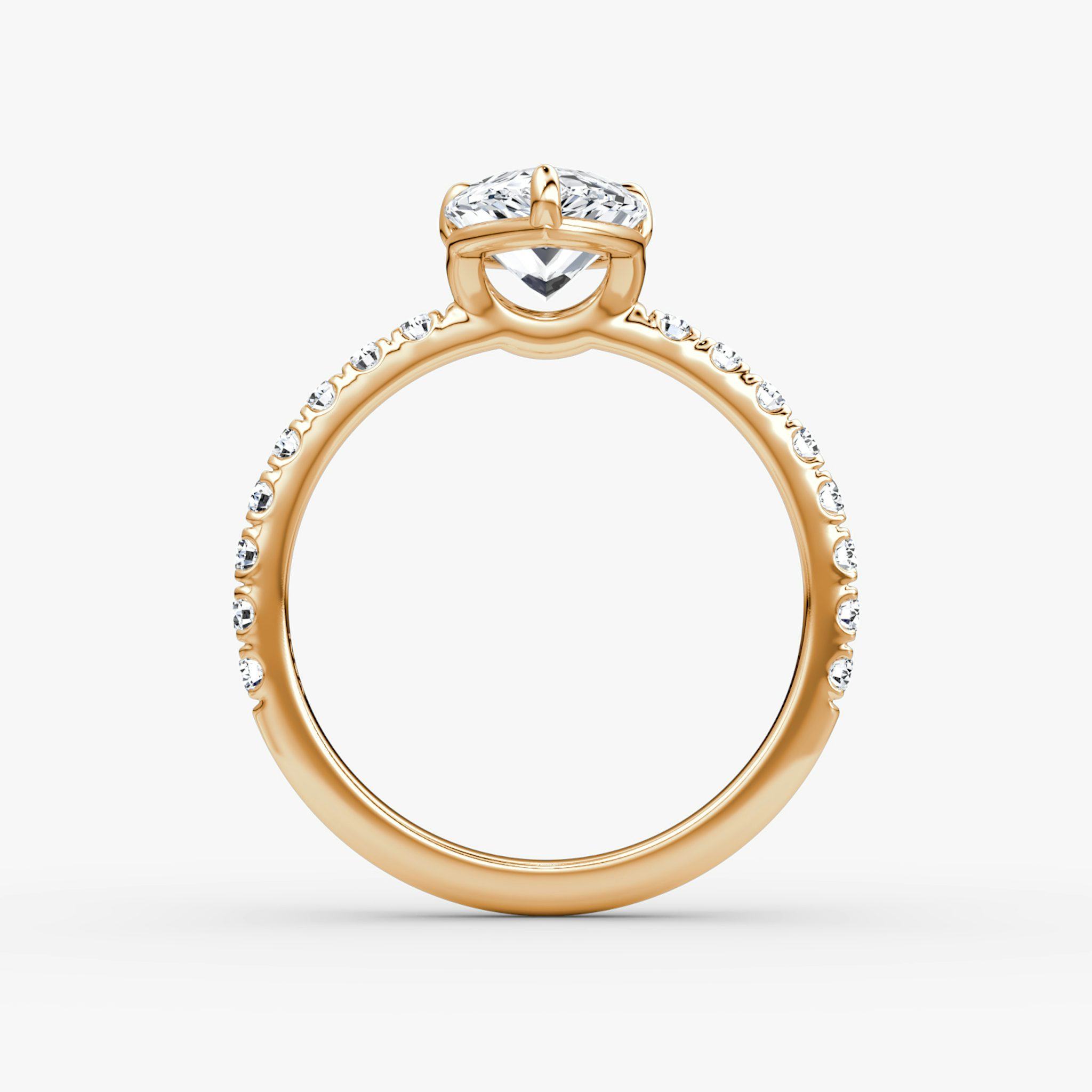 Signature | Tropfen | 14k | Roségold | bandAccent: Mit Pavé-Besatz | bandWidth: large | hiddenHalo: no | diamondOrientation: vertical | caratWeight: other