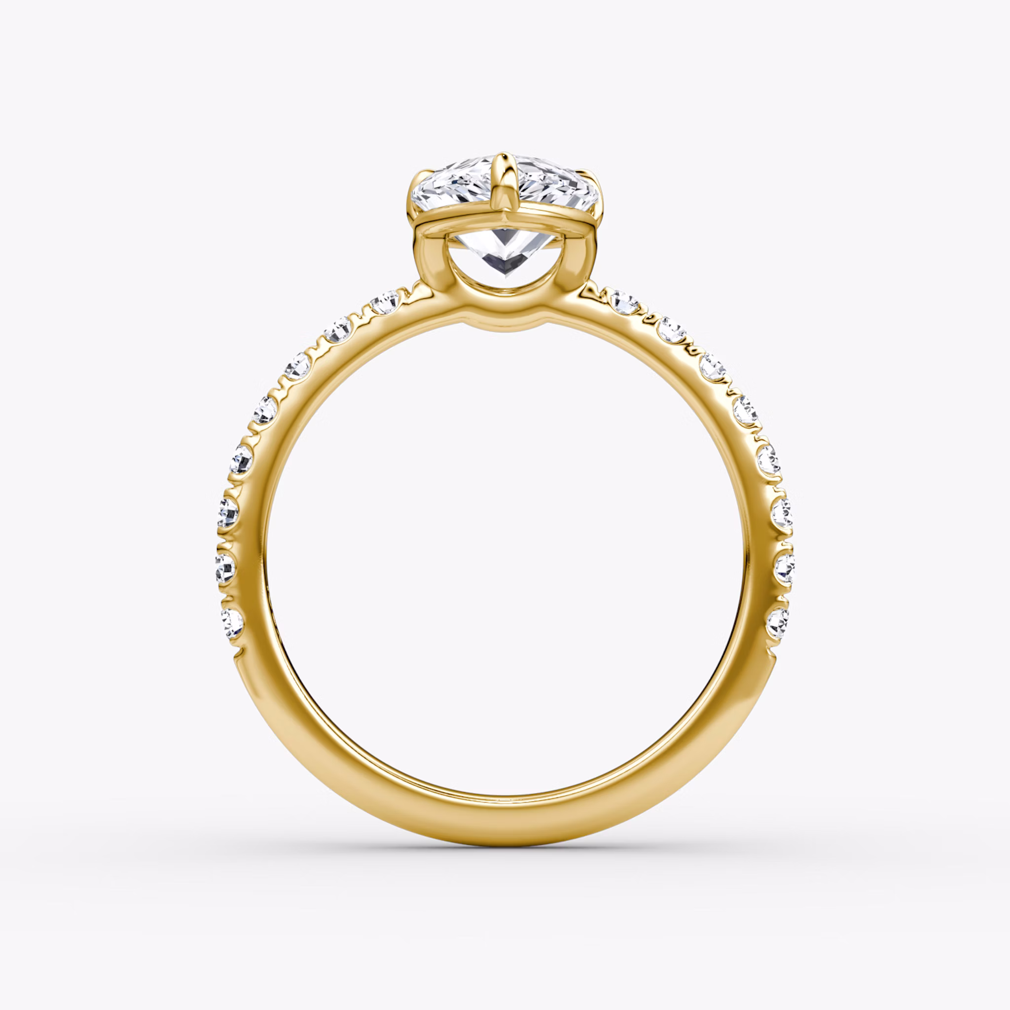 The Signature | Pear | 18k | Yellow Gold | bandAccent: Pavé | bandWidth: large | hiddenHalo: no | diamondOrientation: vertical | caratWeight: other