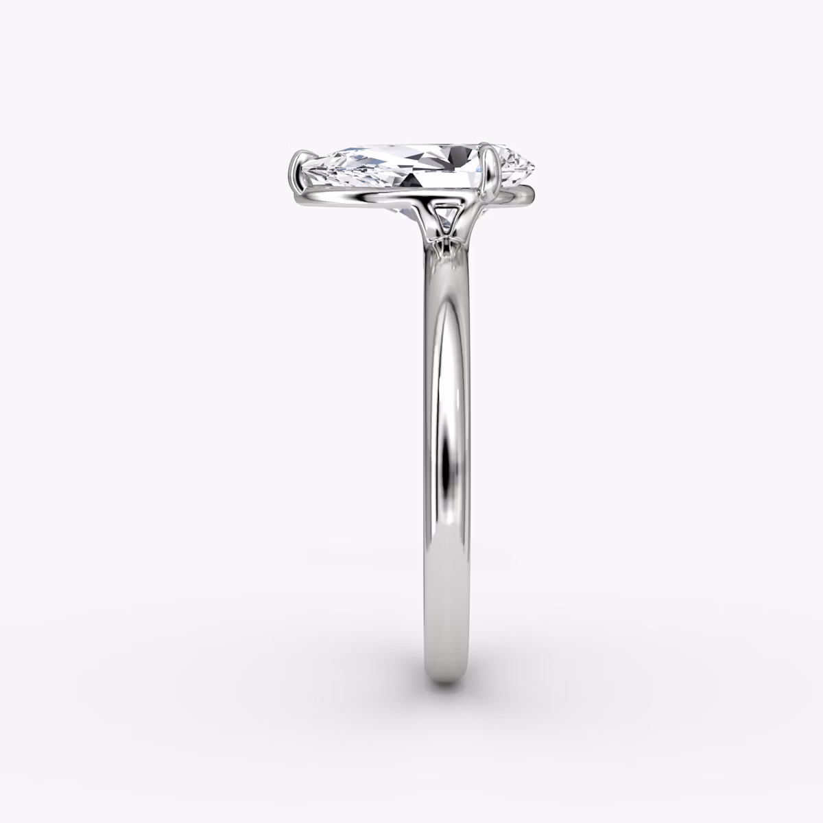The Signature | Pear | 18k | White Gold | bandAccent: Plain | bandWidth: large | hiddenHalo: no | diamondOrientation: vertical | caratWeight: other