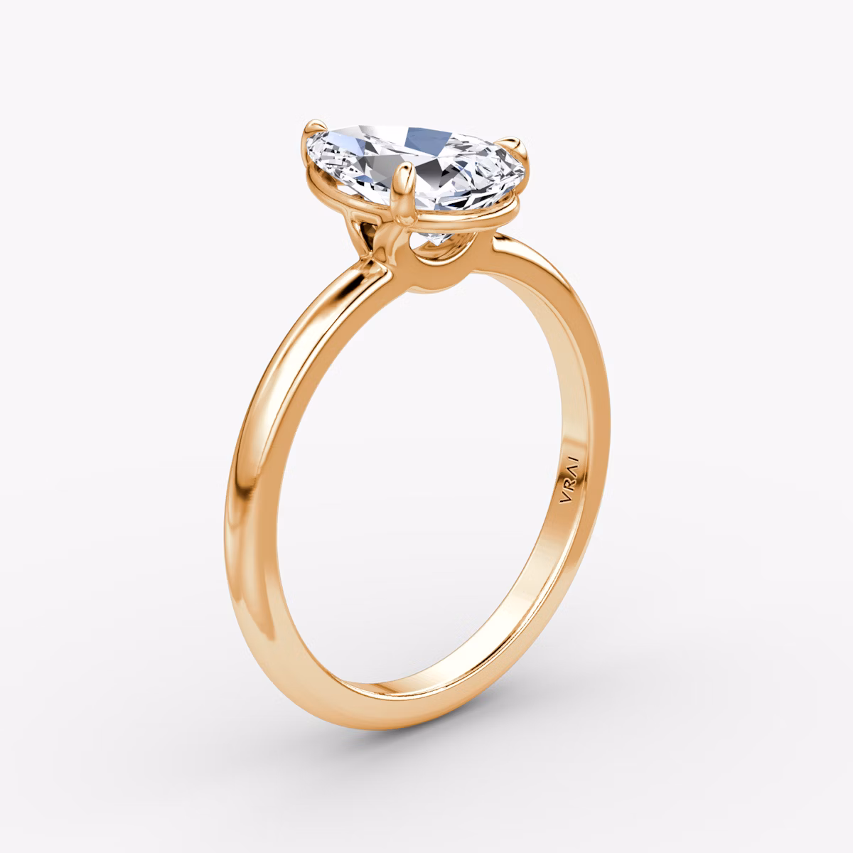 The Signature | Pear | 14k | Rose Gold | bandAccent: Plain | bandWidth: large | hiddenHalo: no | diamondOrientation: vertical | caratWeight: other