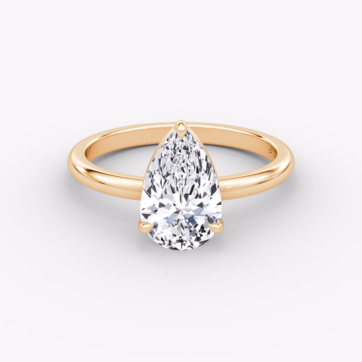 The Signature | Pear | 14k | Rose Gold | bandAccent: Plain | bandWidth: large | hiddenHalo: no | diamondOrientation: vertical | caratWeight: other