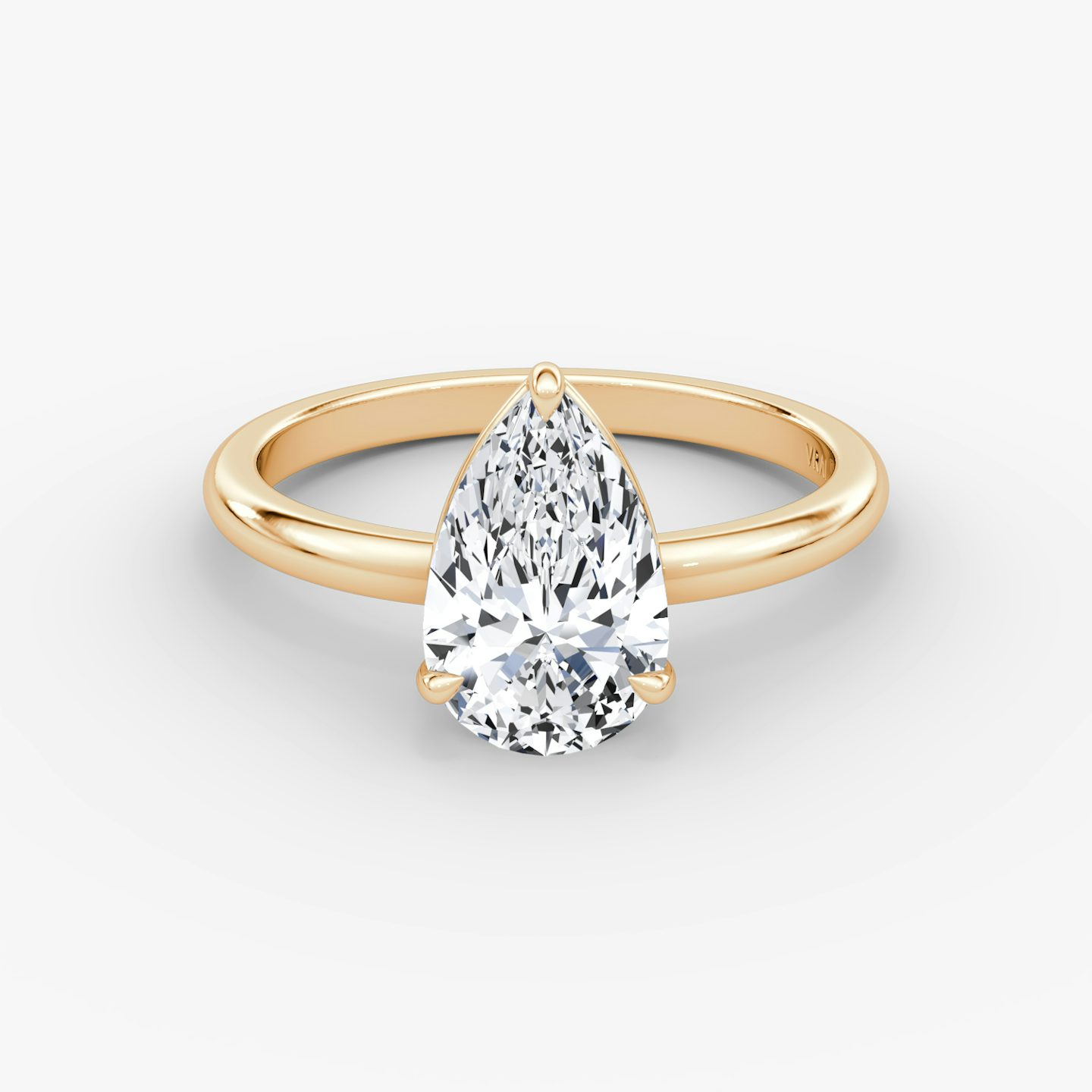 The Signature | Pear | 14k | Rose Gold | bandAccent: Plain | bandWidth: large | hiddenHalo: no | diamondOrientation: vertical | caratWeight: other