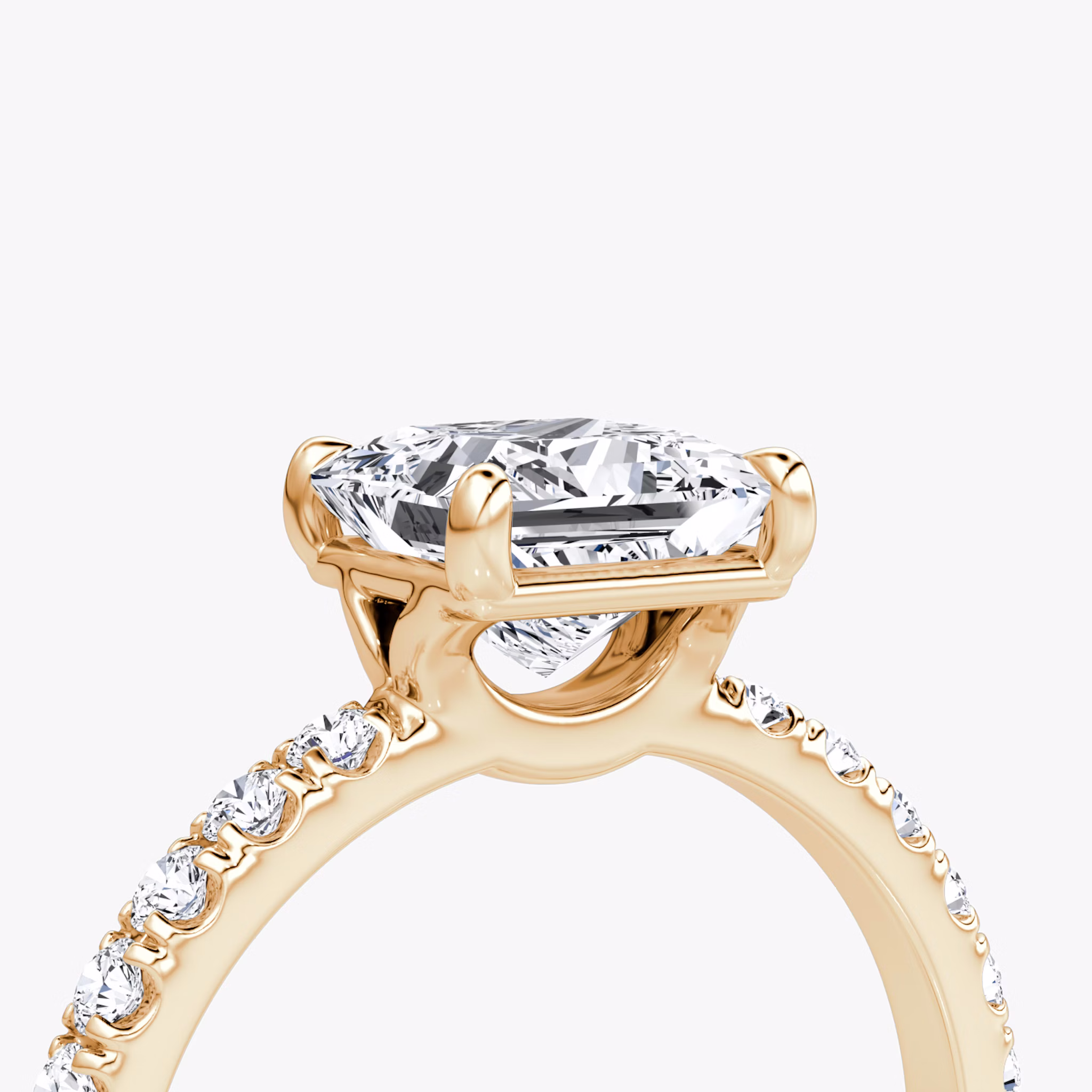 The Signature | Princess | 14k | Rose Gold | bandAccent: Pavé | bandWidth: large | hiddenHalo: no | diamondOrientation: vertical | caratWeight: other