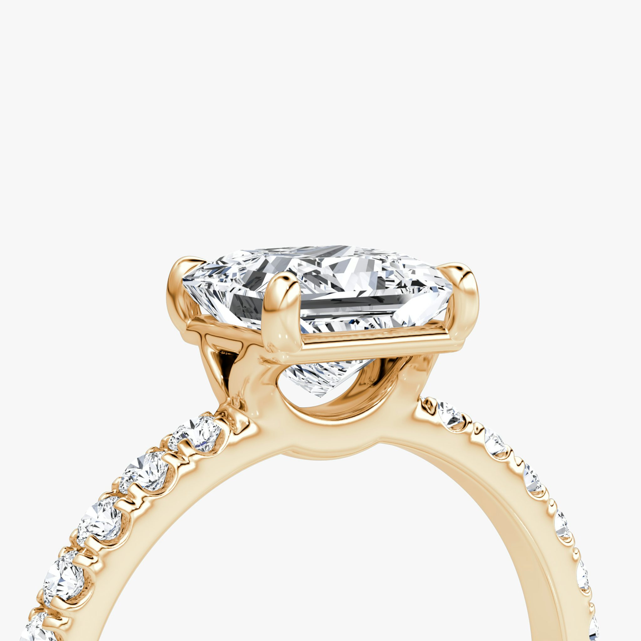The Signature | Princess | 14k | Rose Gold | bandAccent: Pavé | bandWidth: large | hiddenHalo: no | diamondOrientation: vertical | caratWeight: other