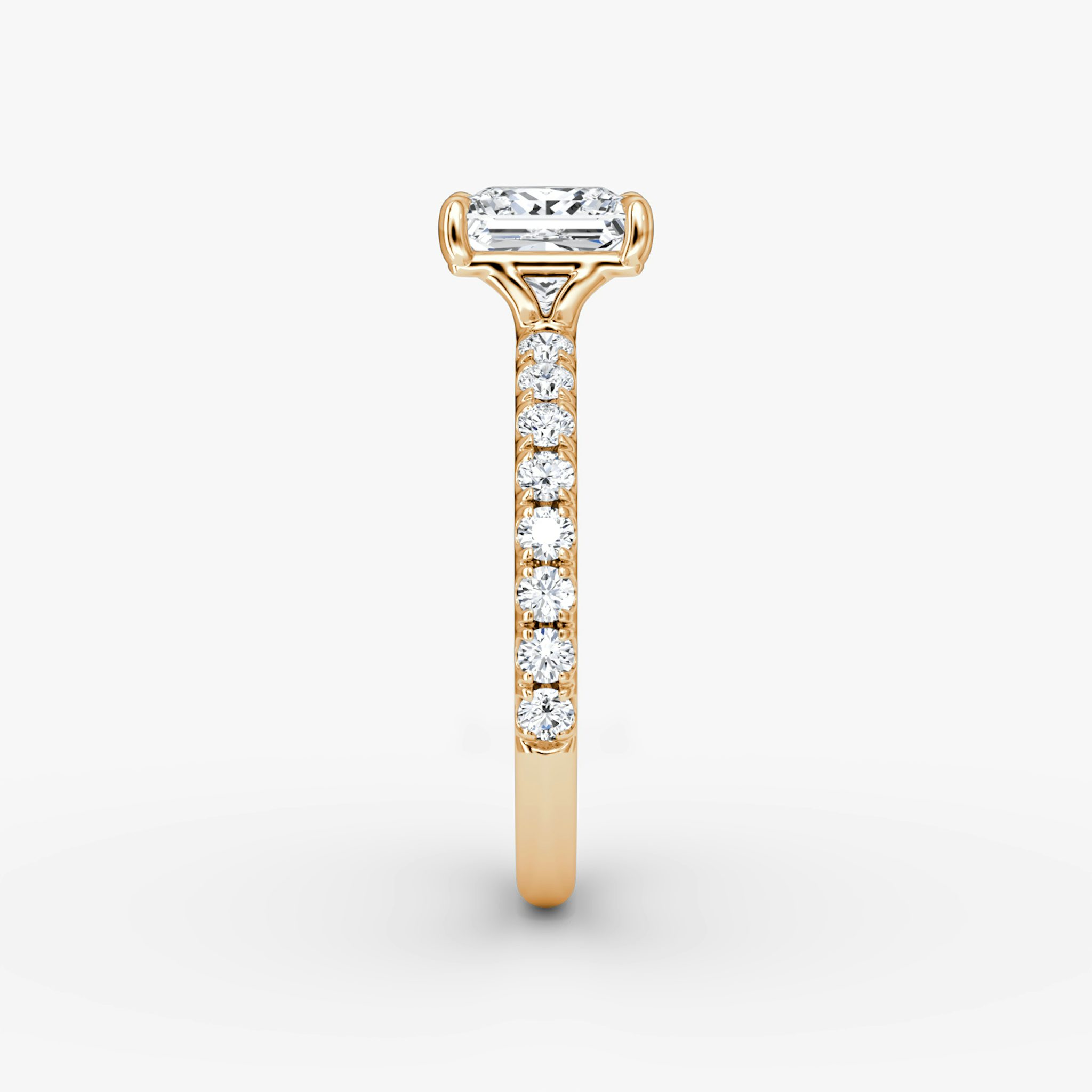 The Signature | Princess | 14k | Rose Gold | bandAccent: Pavé | bandWidth: large | hiddenHalo: no | diamondOrientation: vertical | caratWeight: other