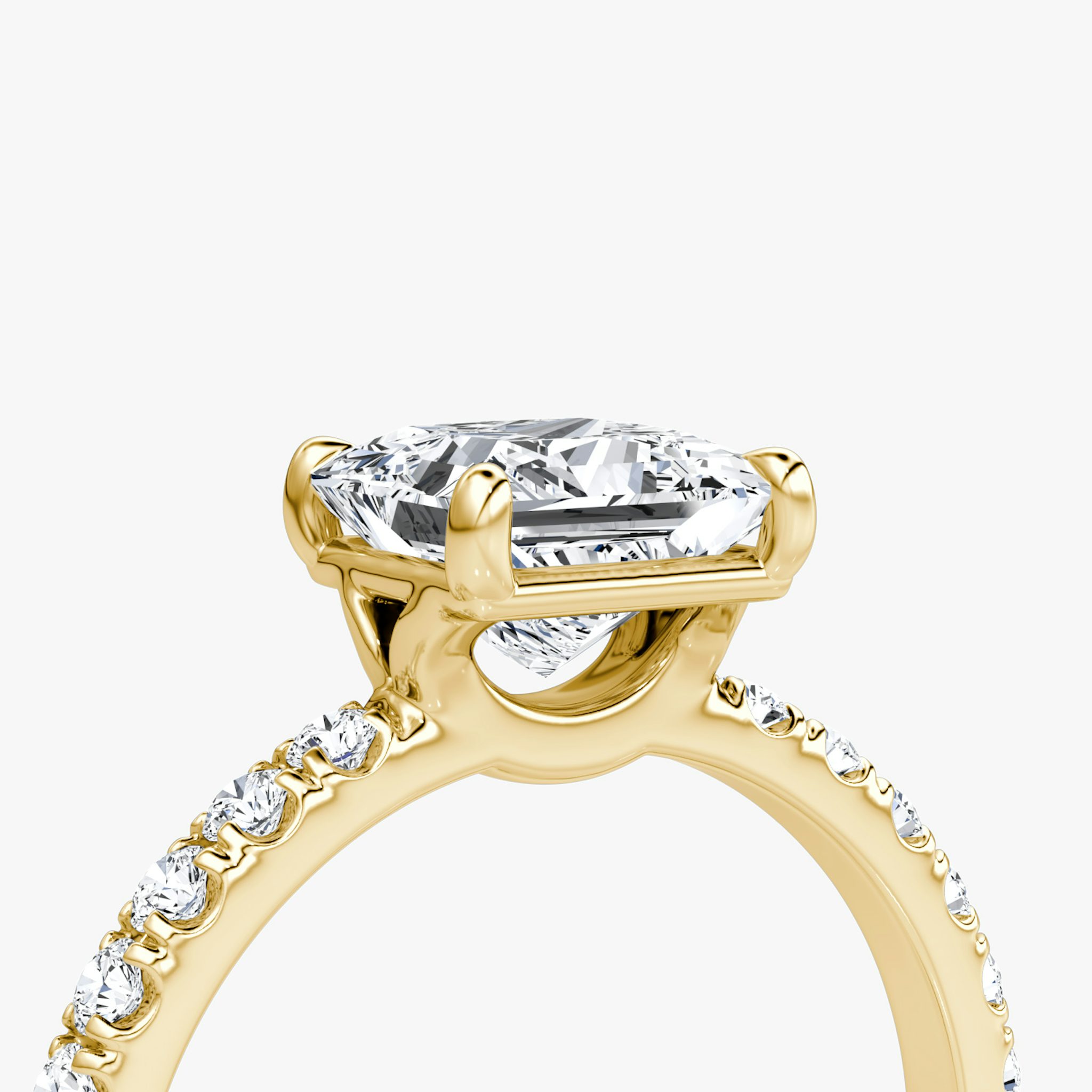 The Signature | Princess | 18k | Yellow Gold | bandAccent: Pavé | bandWidth: large | hiddenHalo: no | diamondOrientation: vertical | caratWeight: other