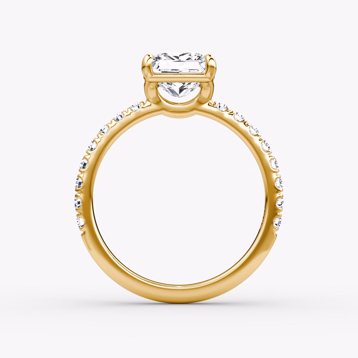 The Signature | Princess | 18k | Yellow Gold | bandAccent: Pavé | bandWidth: large | hiddenHalo: no | diamondOrientation: vertical | caratWeight: other