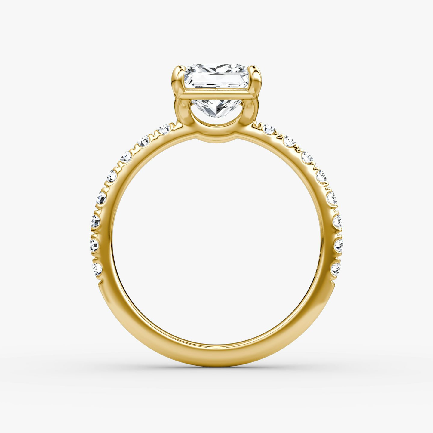 The Signature | Princess | 18k | Yellow Gold | bandAccent: Pavé | bandWidth: large | hiddenHalo: no | diamondOrientation: vertical | caratWeight: other