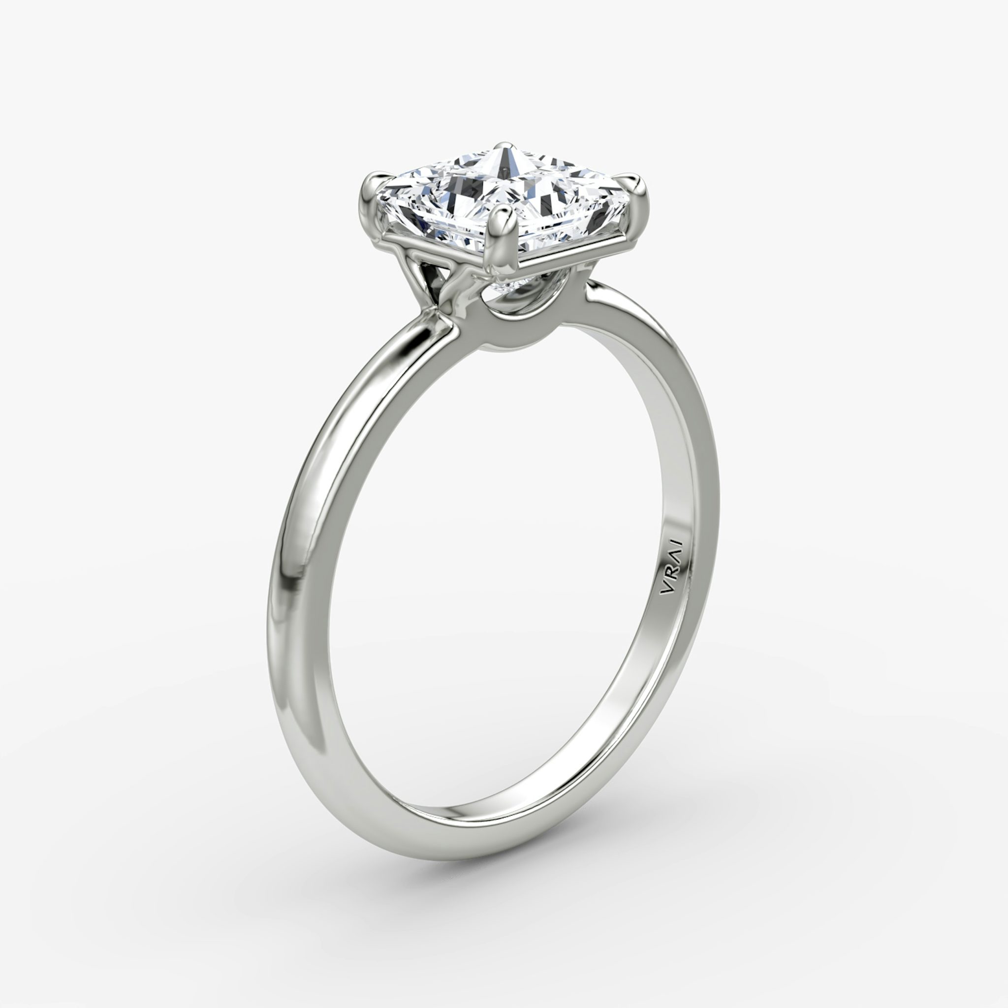 The Signature | Princess | 18k | White Gold | bandAccent: Plain | bandWidth: large | hiddenHalo: no | diamondOrientation: vertical | caratWeight: other