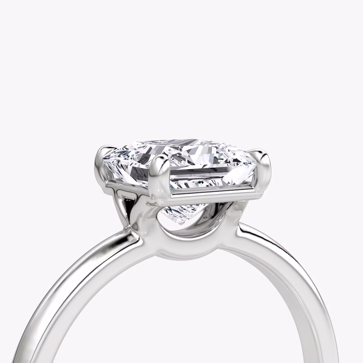 The Signature | Princess | 18k | White Gold | bandAccent: Plain | bandWidth: large | hiddenHalo: no | diamondOrientation: vertical | caratWeight: other
