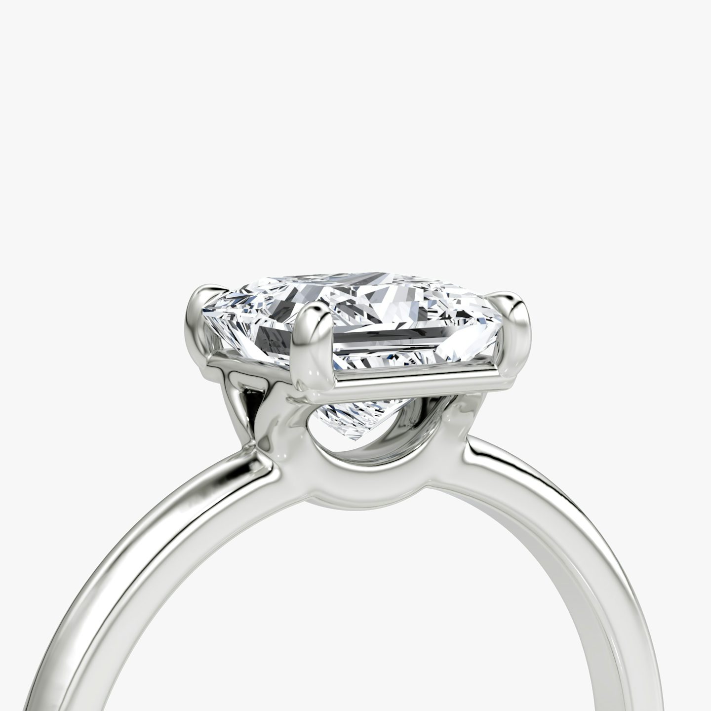 The Signature | Princess | 18k | White Gold | bandAccent: Plain | bandWidth: large | hiddenHalo: no | diamondOrientation: vertical | caratWeight: other