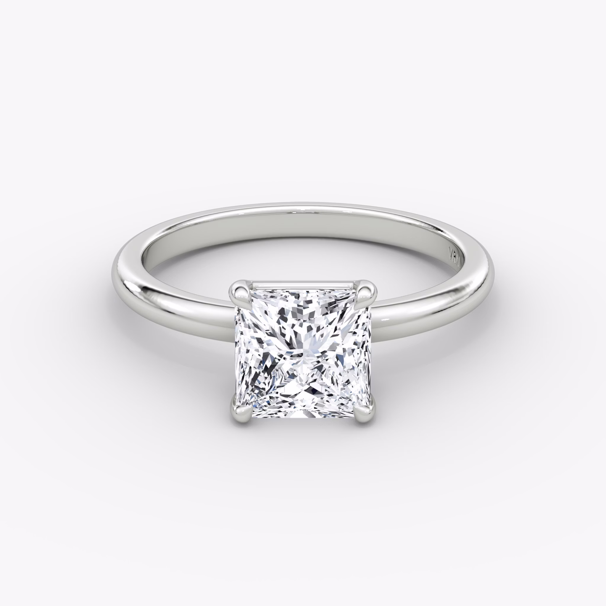 The Signature | Princess | 18k | White Gold | bandAccent: Plain | bandWidth: large | hiddenHalo: no | diamondOrientation: vertical | caratWeight: other