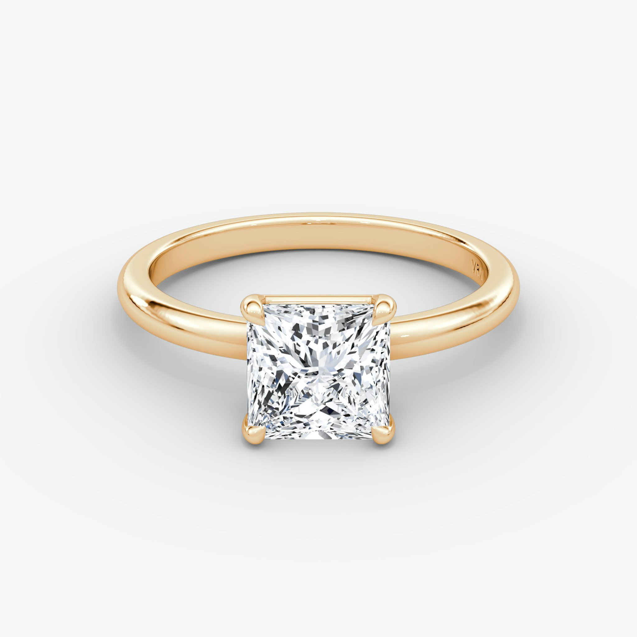 The Signature | Princess | 14k | Rose Gold | bandAccent: Plain | bandWidth: large | hiddenHalo: no | diamondOrientation: vertical | caratWeight: other