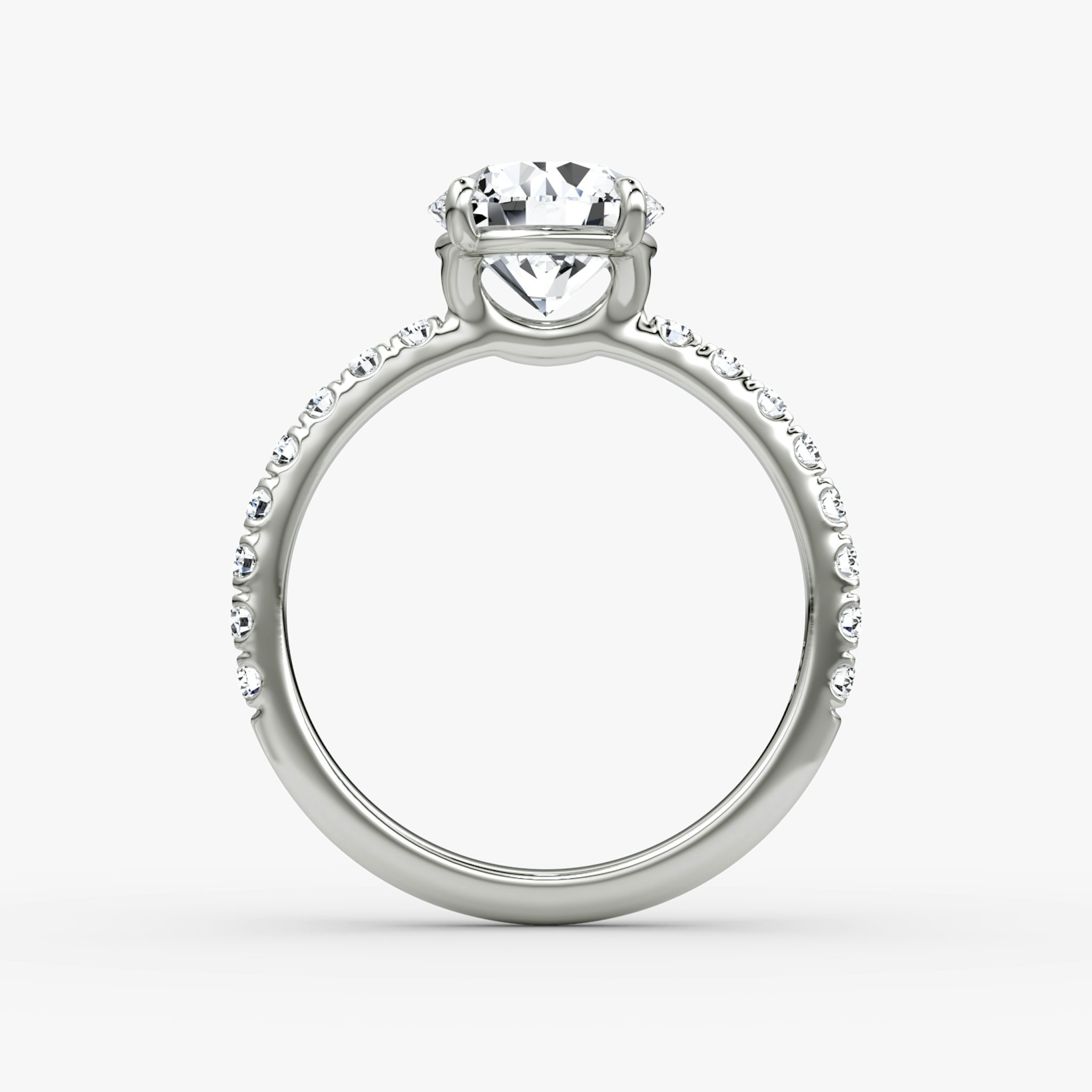The Signature | Round Brilliant | 18k | White Gold | bandAccent: Pavé | bandWidth: large | caratWeight: 1.0ct | hiddenHalo: no | diamondOrientation: horizontal