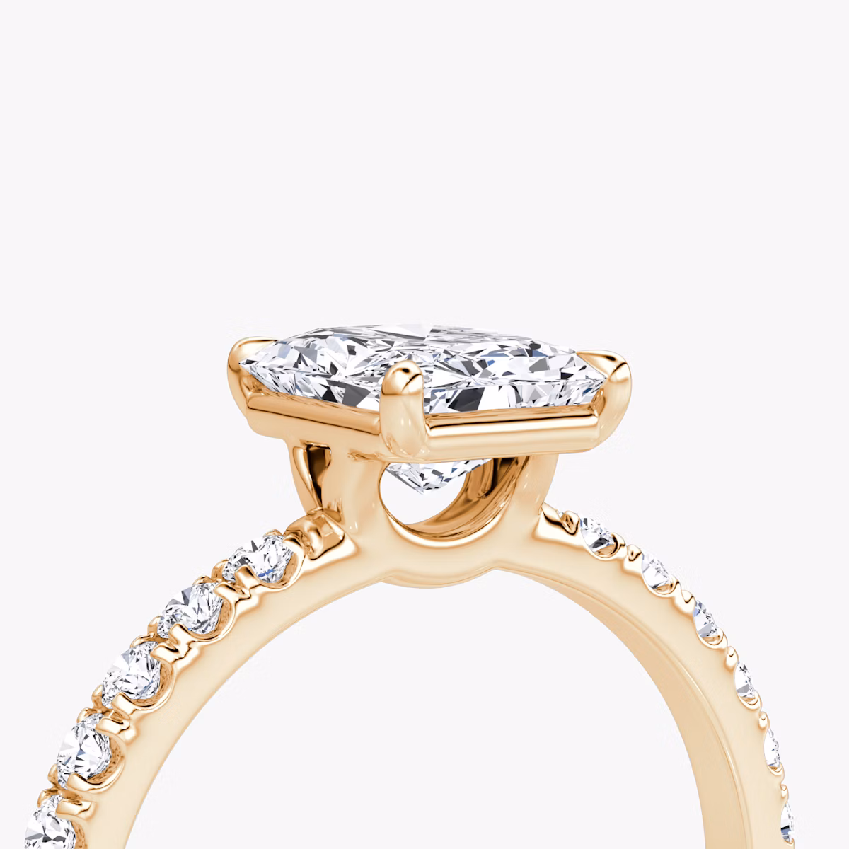 The Signature | Radiant | 14k | Rose Gold | bandAccent: Pavé | bandWidth: large | hiddenHalo: no | diamondOrientation: vertical | caratWeight: other
