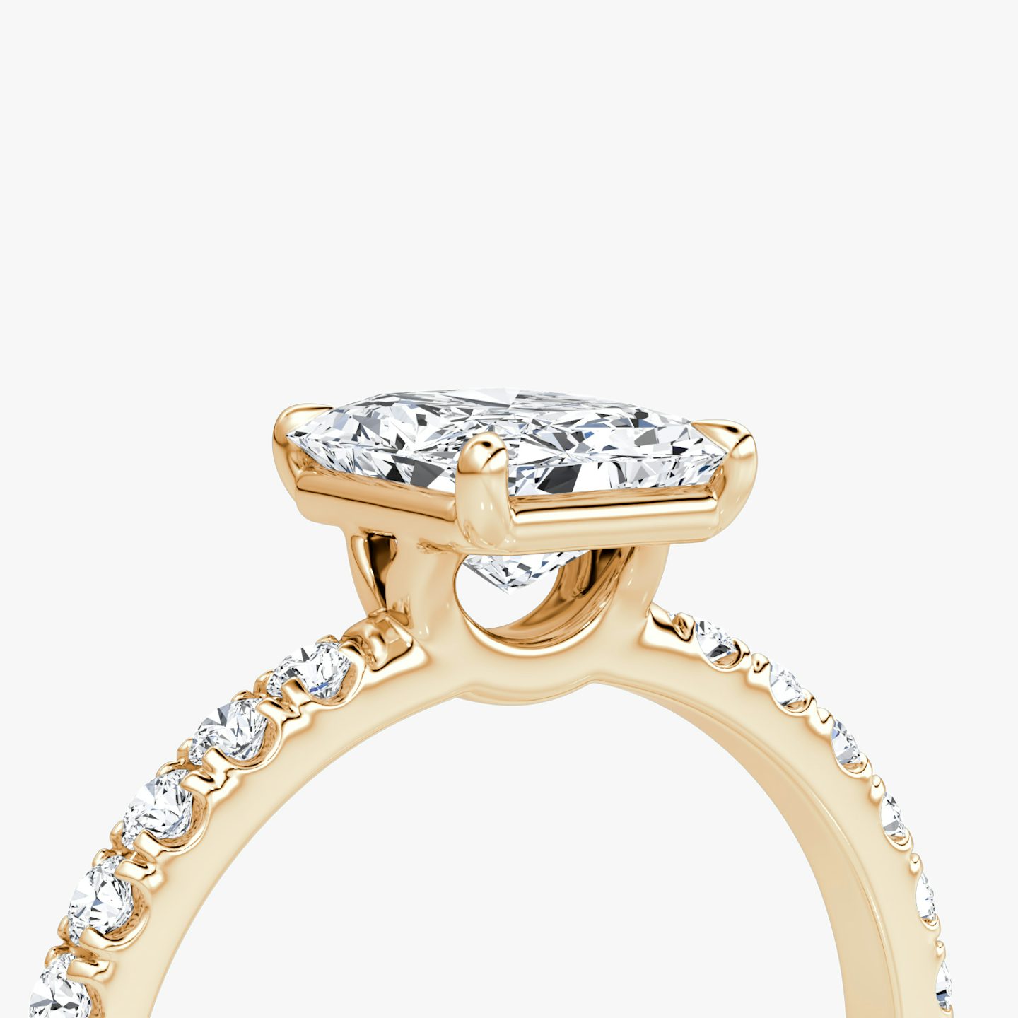 The Signature | Radiant | 14k | Rose Gold | bandAccent: Pavé | bandWidth: large | hiddenHalo: no | diamondOrientation: vertical | caratWeight: other