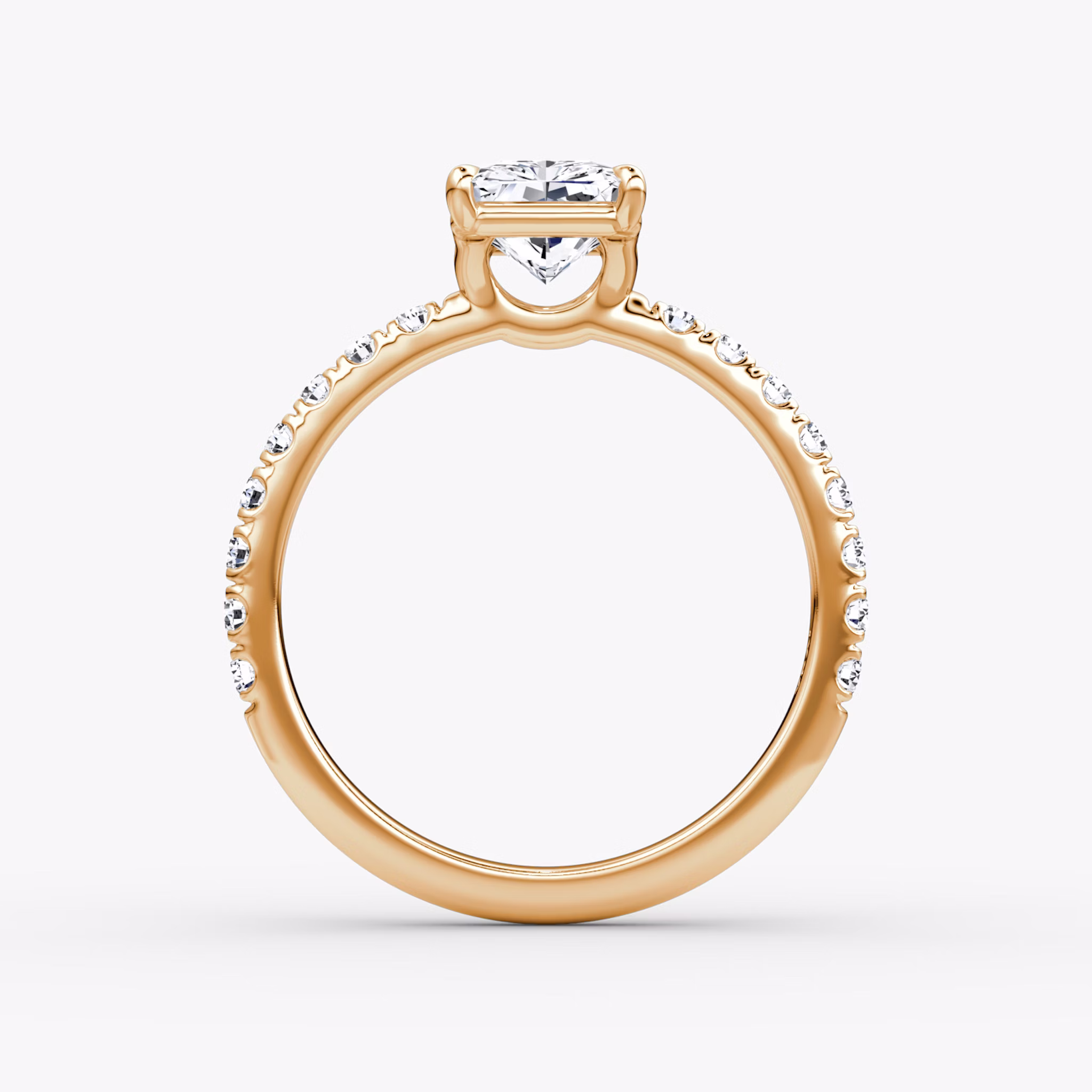 The Signature | Radiant | 14k | Rose Gold | bandAccent: Pavé | bandWidth: large | hiddenHalo: no | diamondOrientation: vertical | caratWeight: other