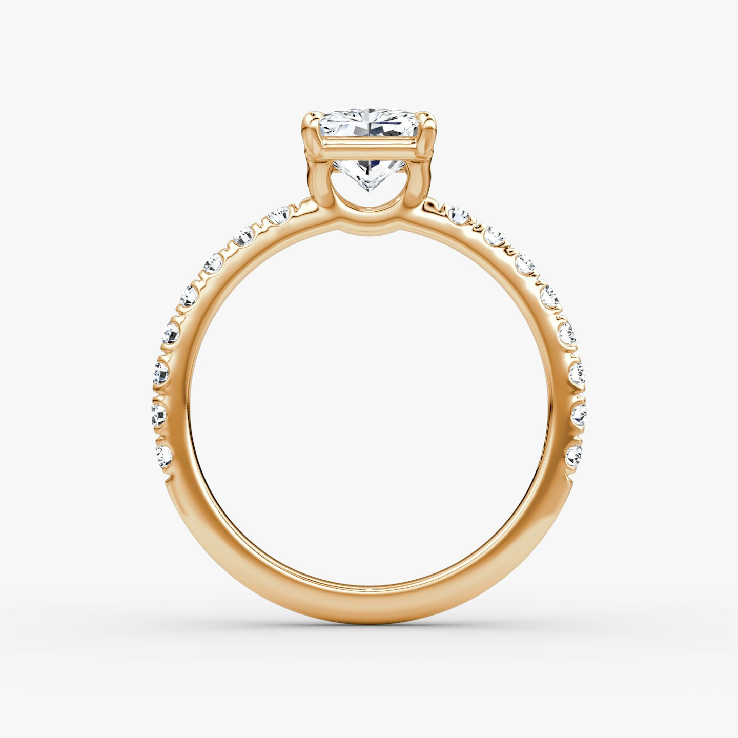 The Signature | Radiant | 14k | Rose Gold | bandAccent: Pavé | bandWidth: large | hiddenHalo: no | diamondOrientation: vertical | caratWeight: other