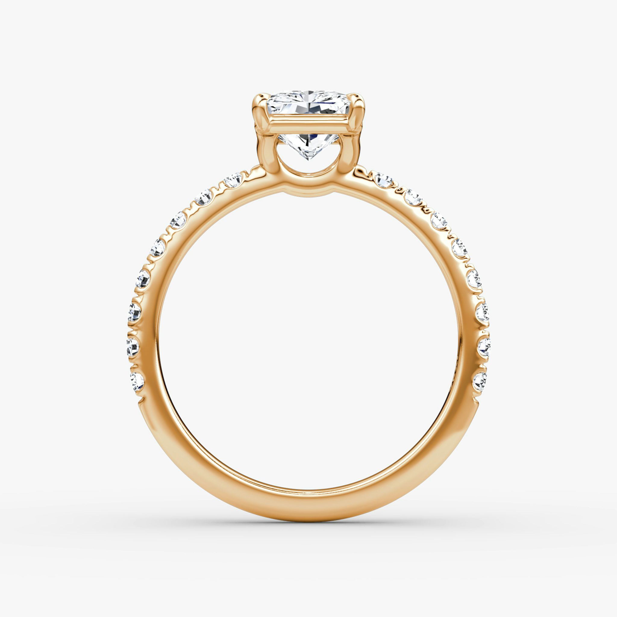 The Signature | Radiant | 14k | Rose Gold | bandAccent: Pavé | bandWidth: large | hiddenHalo: no | diamondOrientation: vertical | caratWeight: other