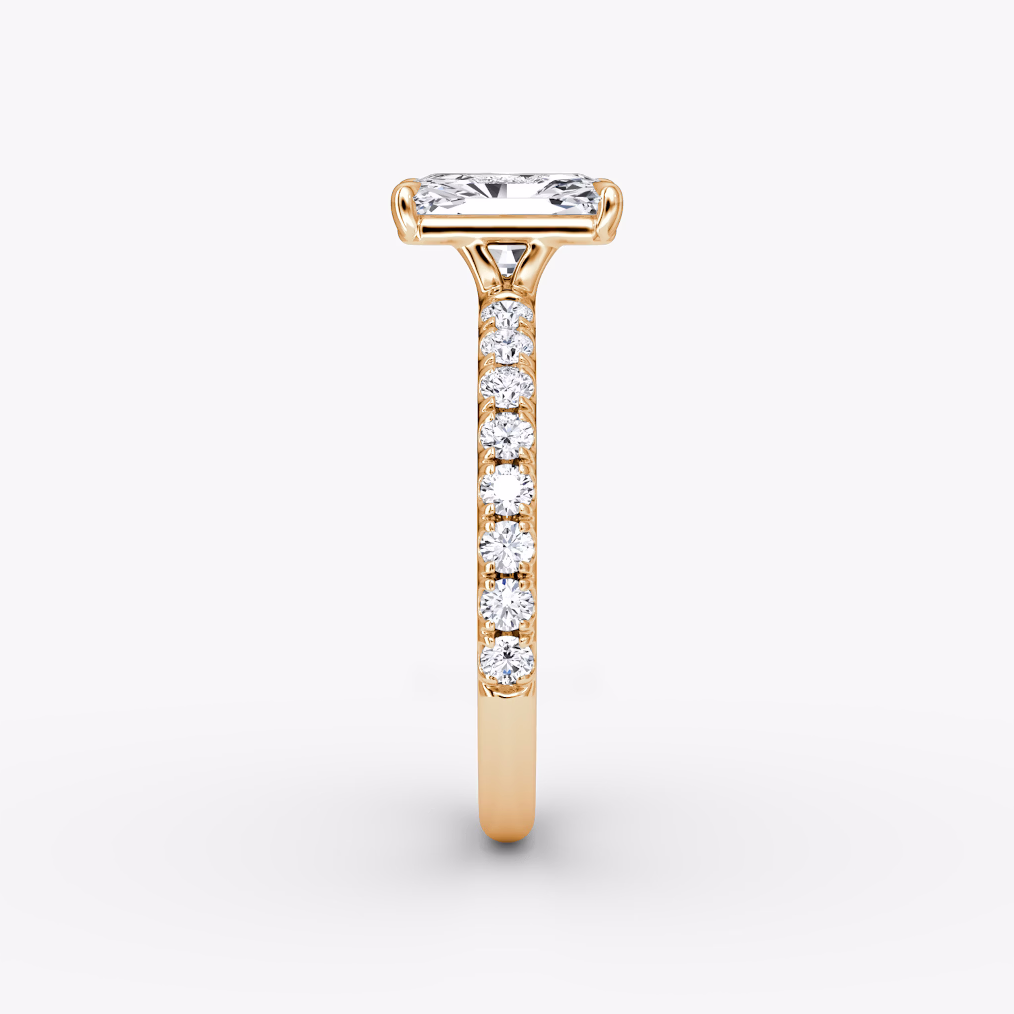 The Signature | Radiant | 14k | Rose Gold | bandAccent: Pavé | bandWidth: large | hiddenHalo: no | diamondOrientation: vertical | caratWeight: other