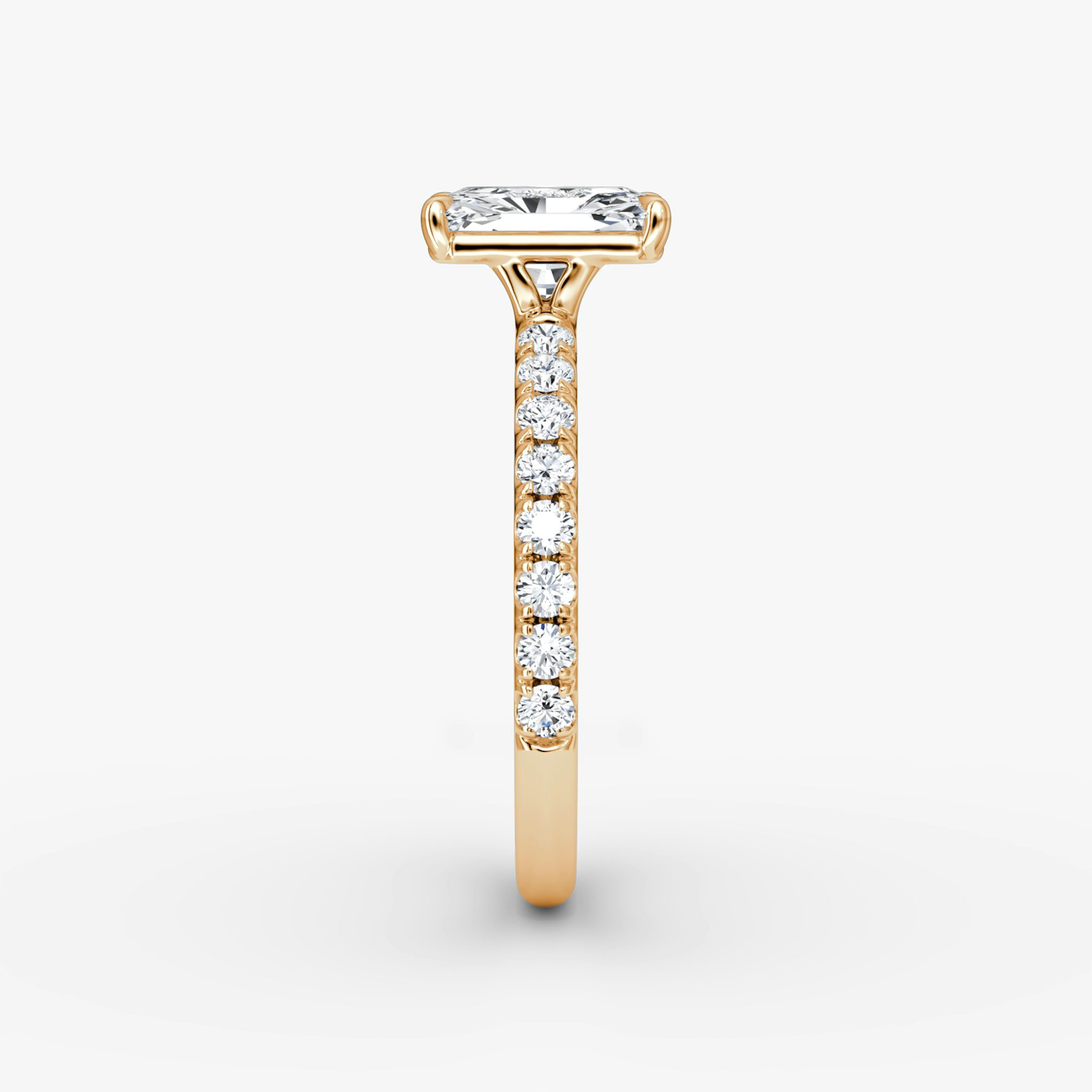 The Signature | Radiant | 14k | Rose Gold | bandAccent: Pavé | bandWidth: large | hiddenHalo: no | diamondOrientation: vertical | caratWeight: other