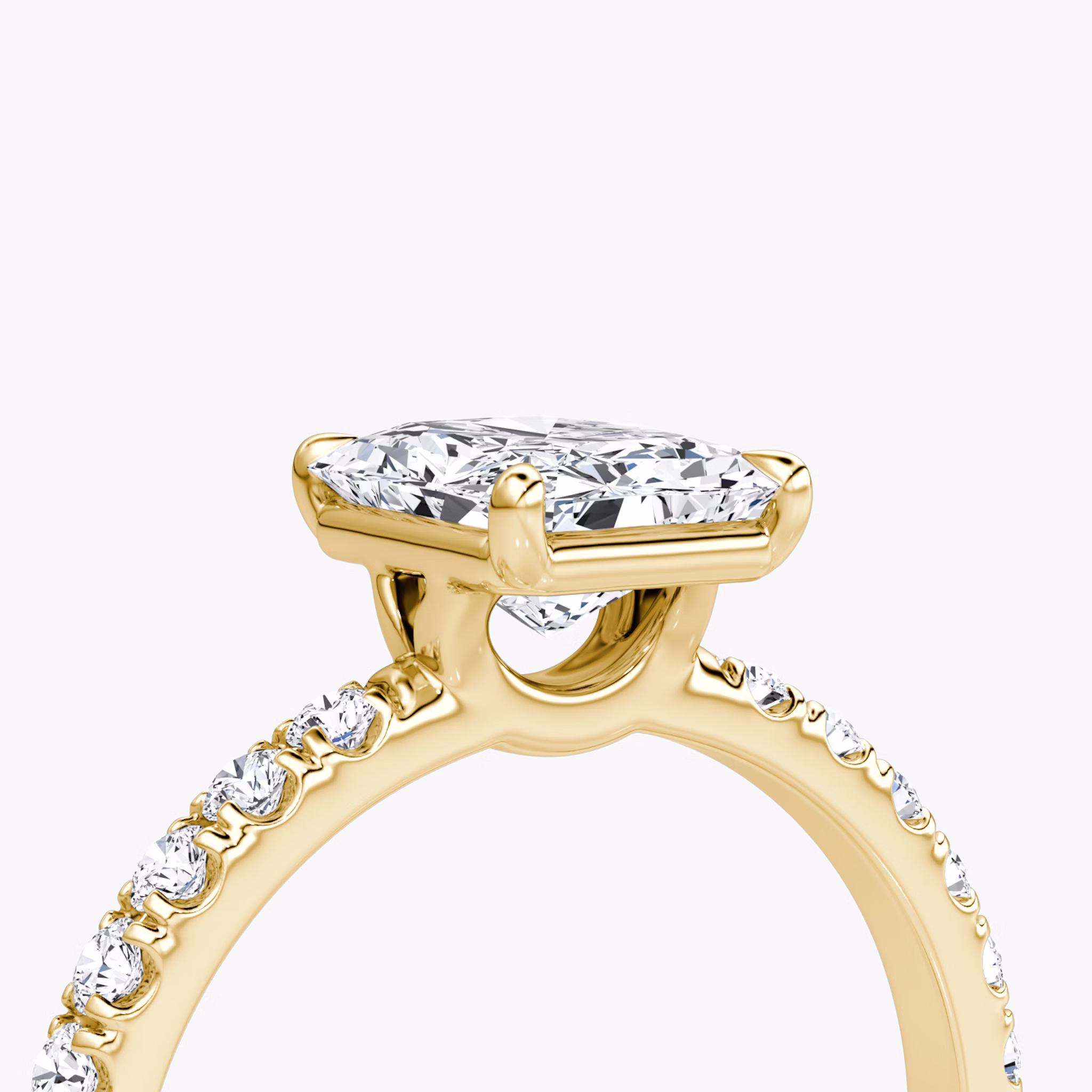 The Signature | Radiant | 18k | Yellow Gold | bandAccent: Pavé | bandWidth: large | hiddenHalo: no | diamondOrientation: vertical | caratWeight: other