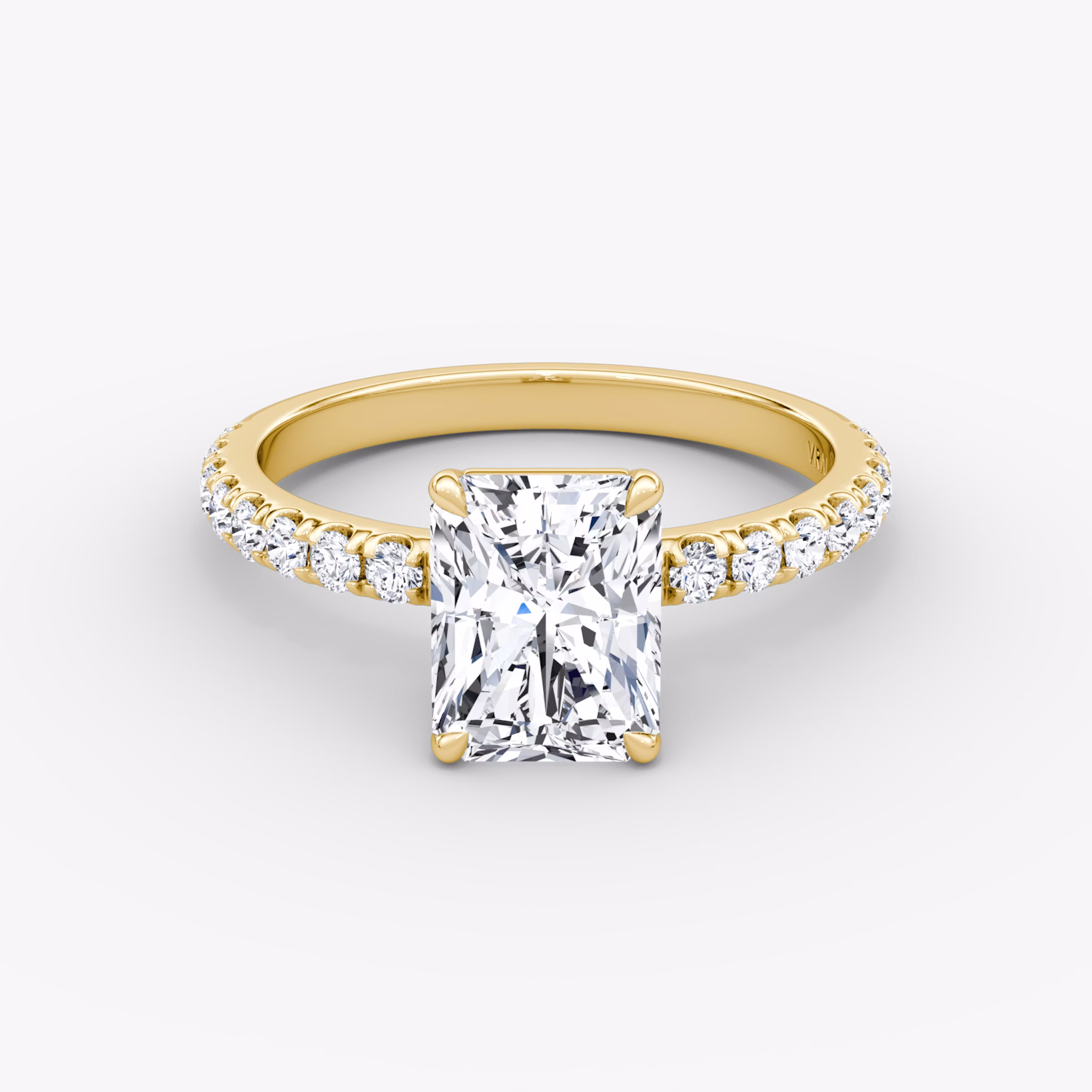 The Signature | Radiant | 18k | Yellow Gold | bandAccent: Pavé | bandWidth: large | hiddenHalo: no | diamondOrientation: vertical | caratWeight: other